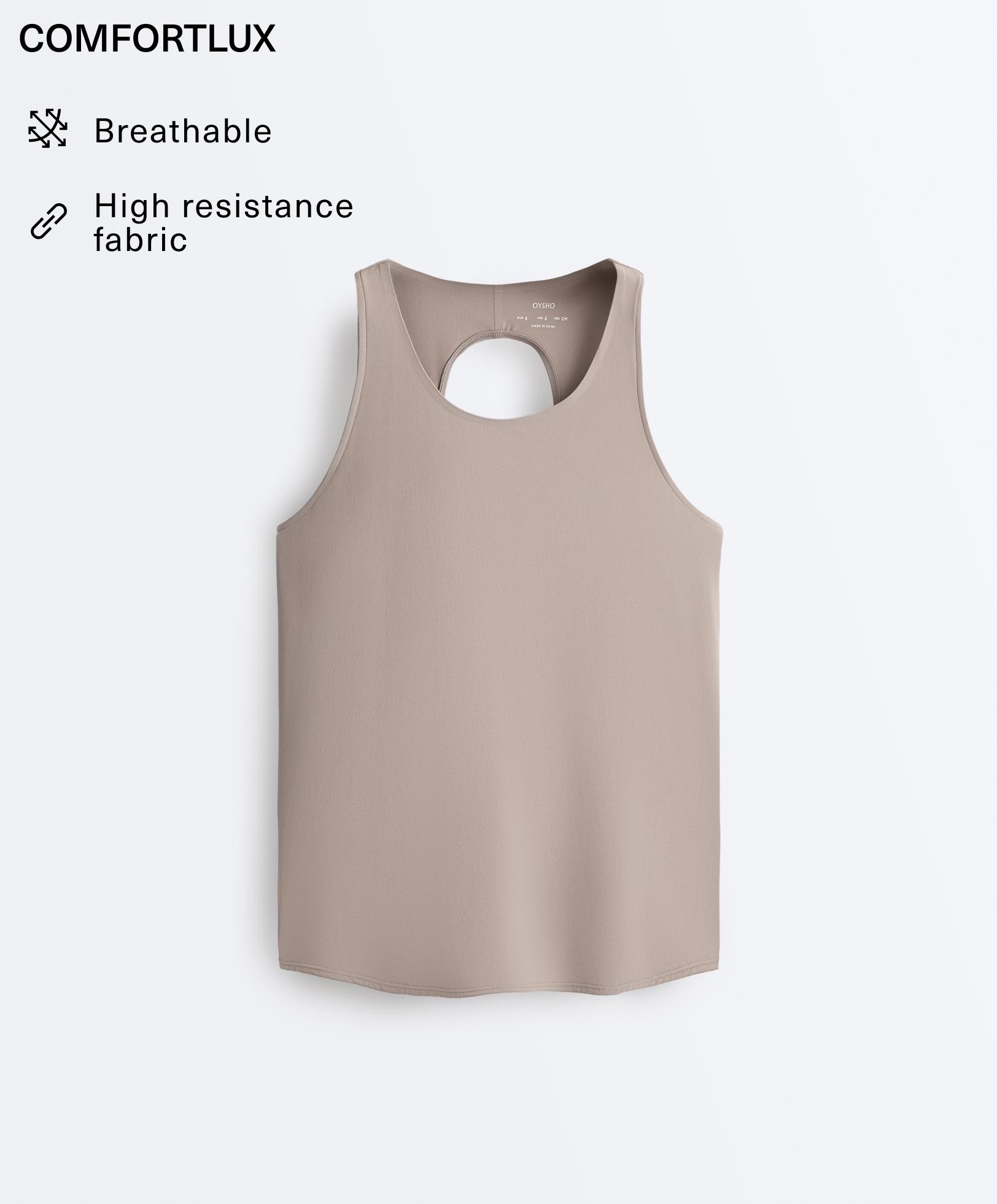 Comfortlux cross-back T-shirt — PALE TAUPE