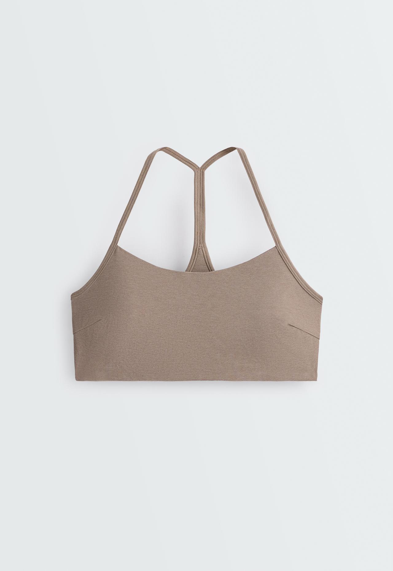 Low-support marl sports bra — DARK MINK