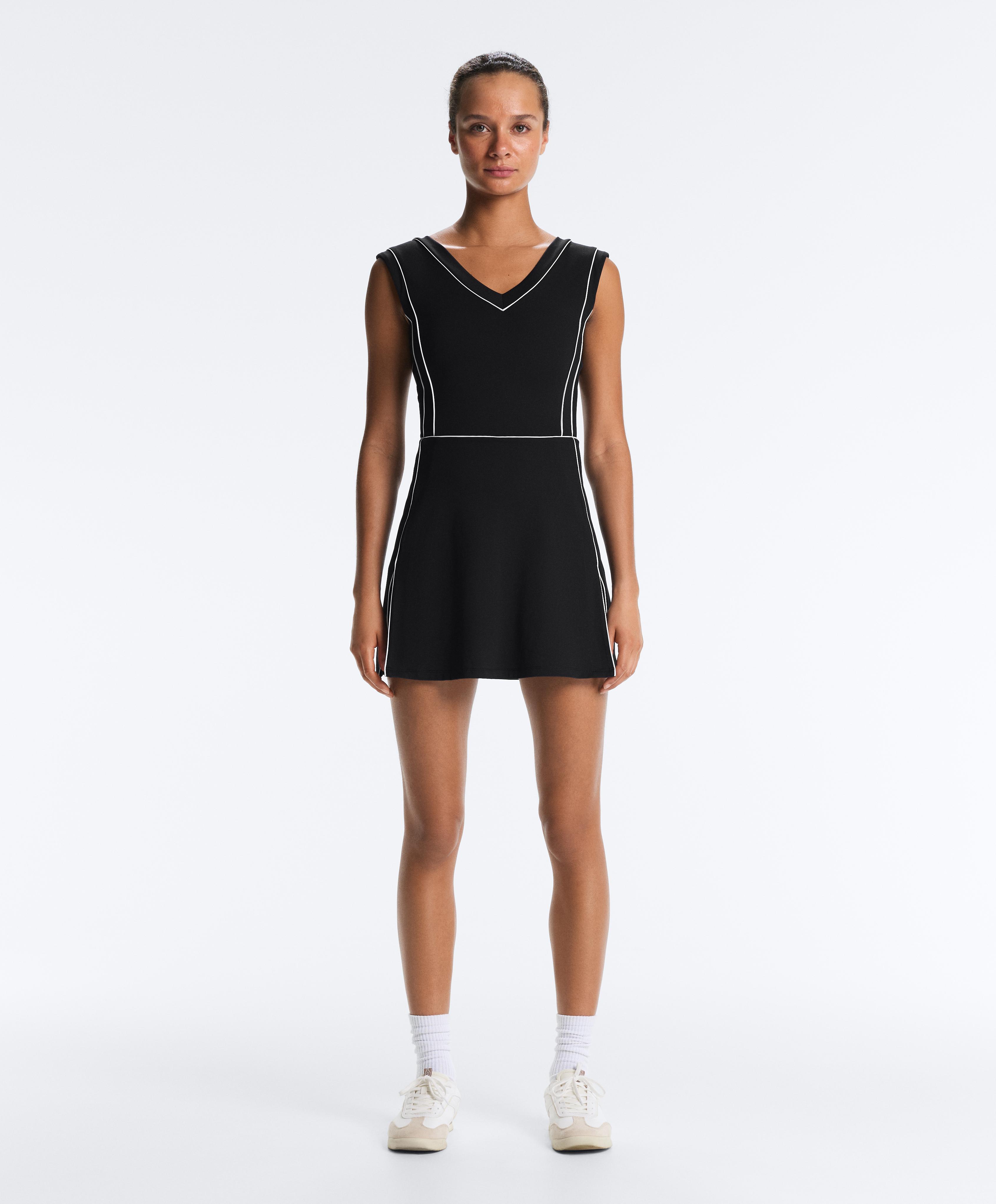 Comfortlux short piping dress — BLACK