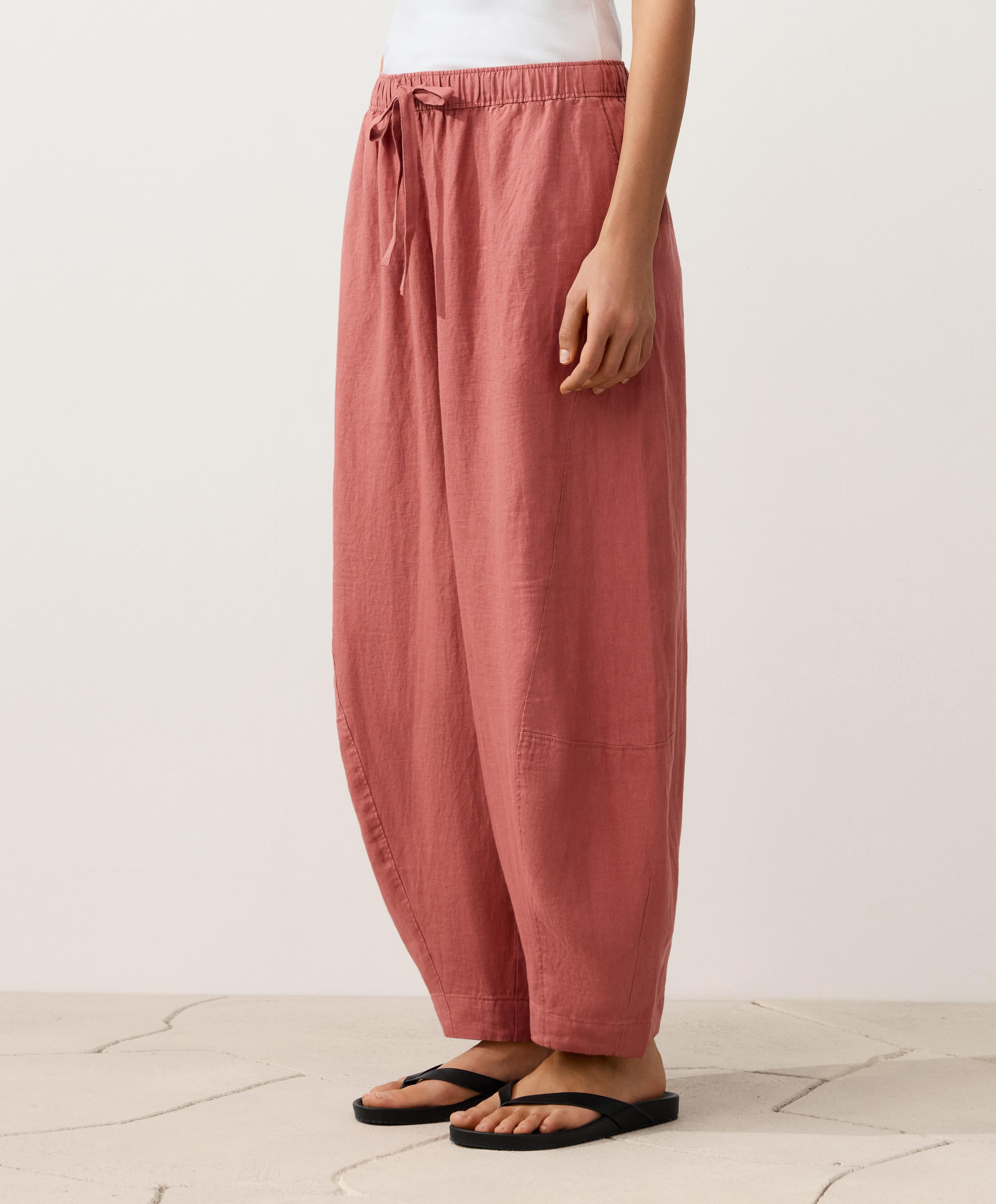 100% linen balloon trousers — CORAL