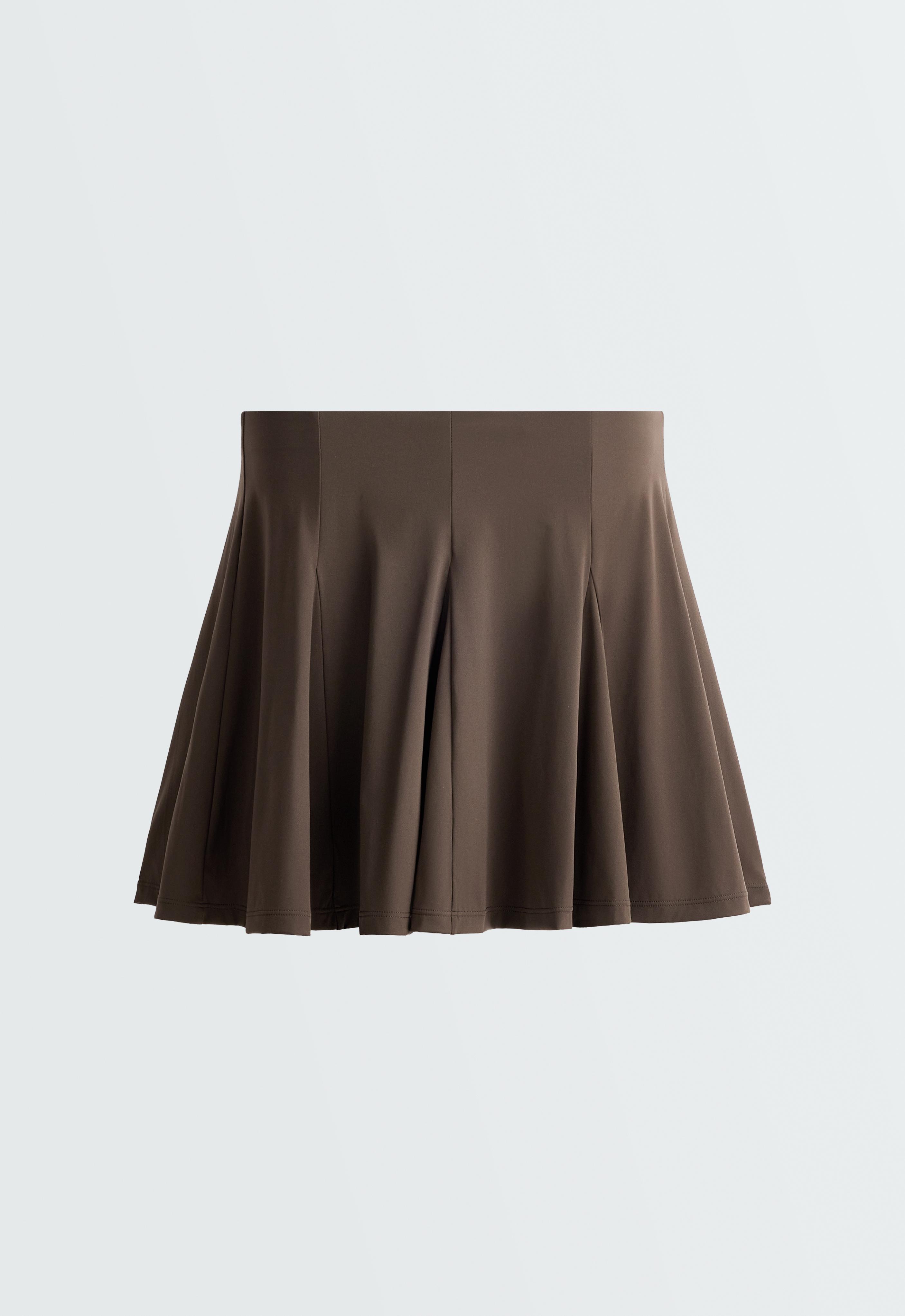 Light Touch godet short skirt — BROWN
