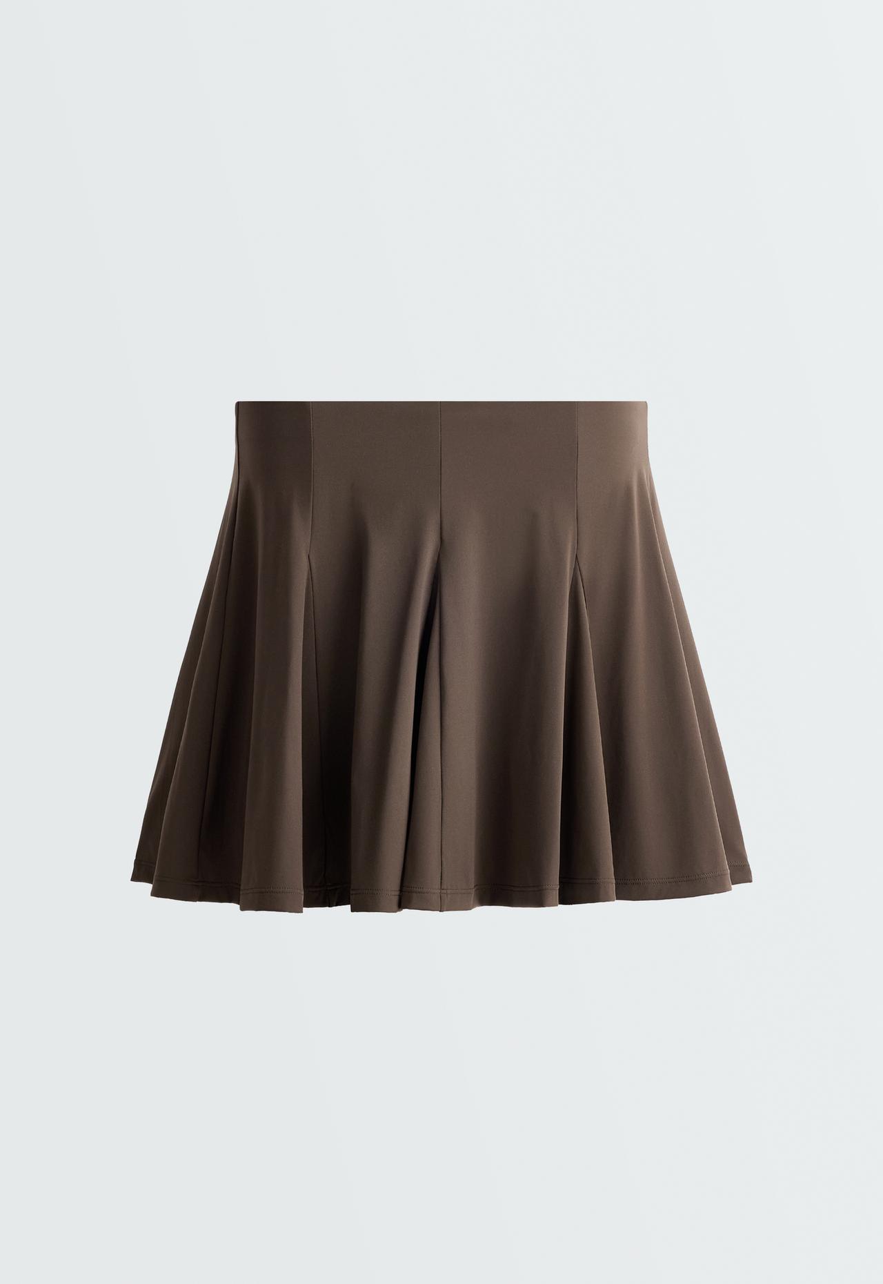 Light Touch godet short skirt — BROWN