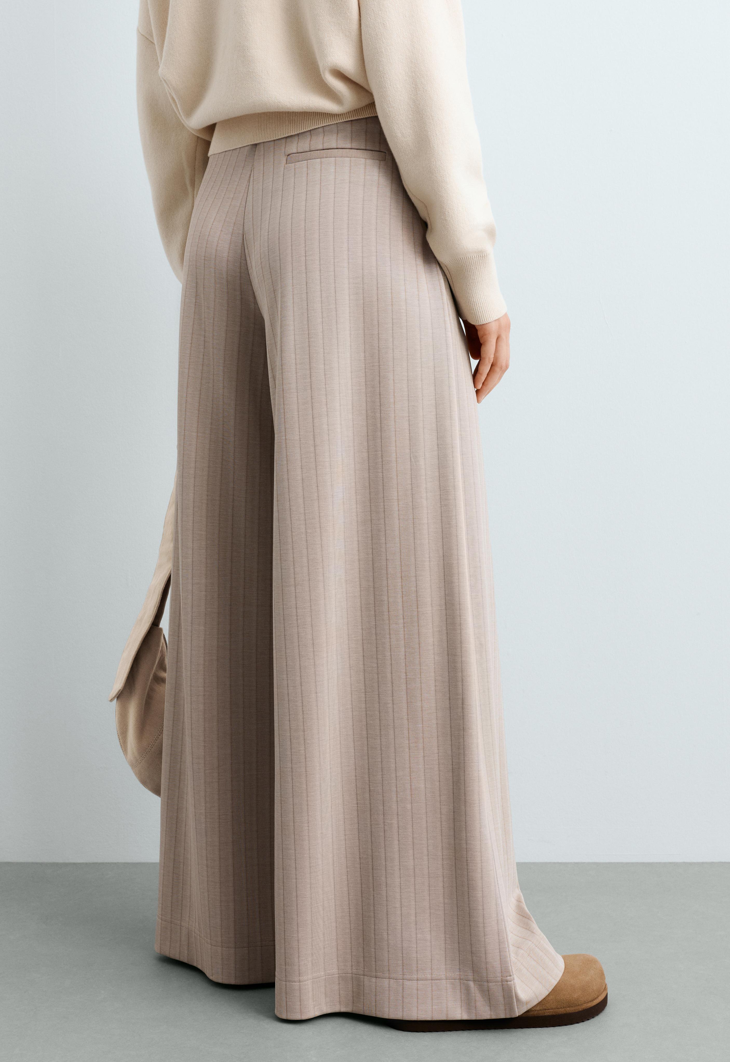 Soft-touch striped wide-leg trousers — SOFT MINK