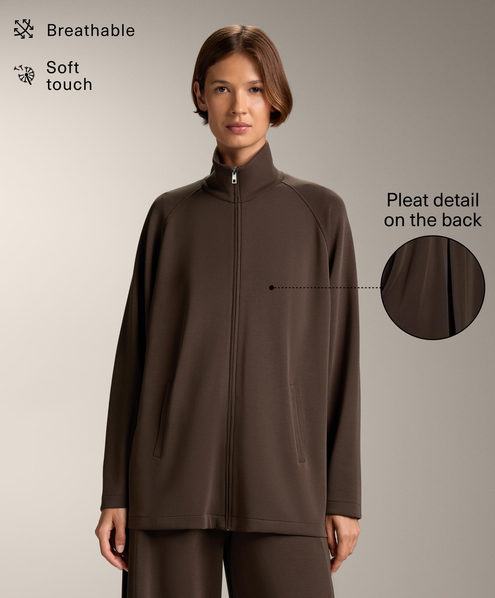 Long jacket with back pleat and soft-touch modal