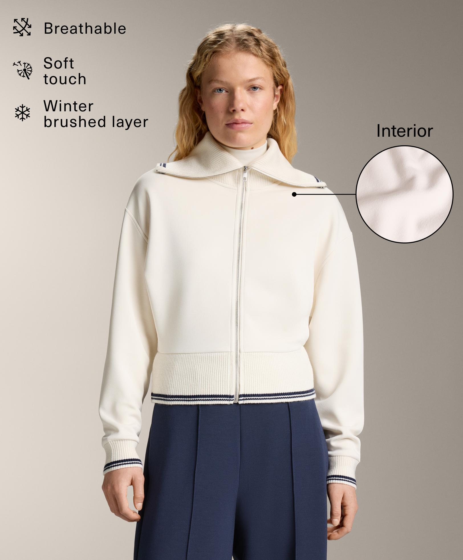 Jacket with knit details and piping with modal