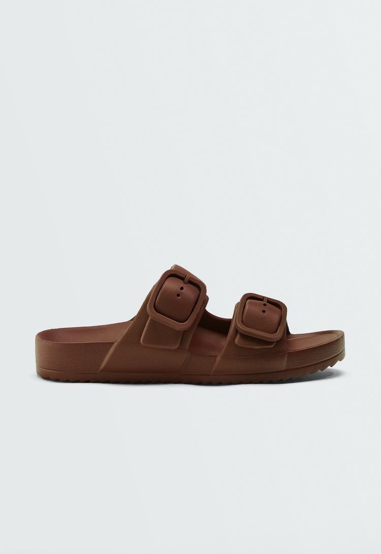 Buckle beach sandals — BROWN