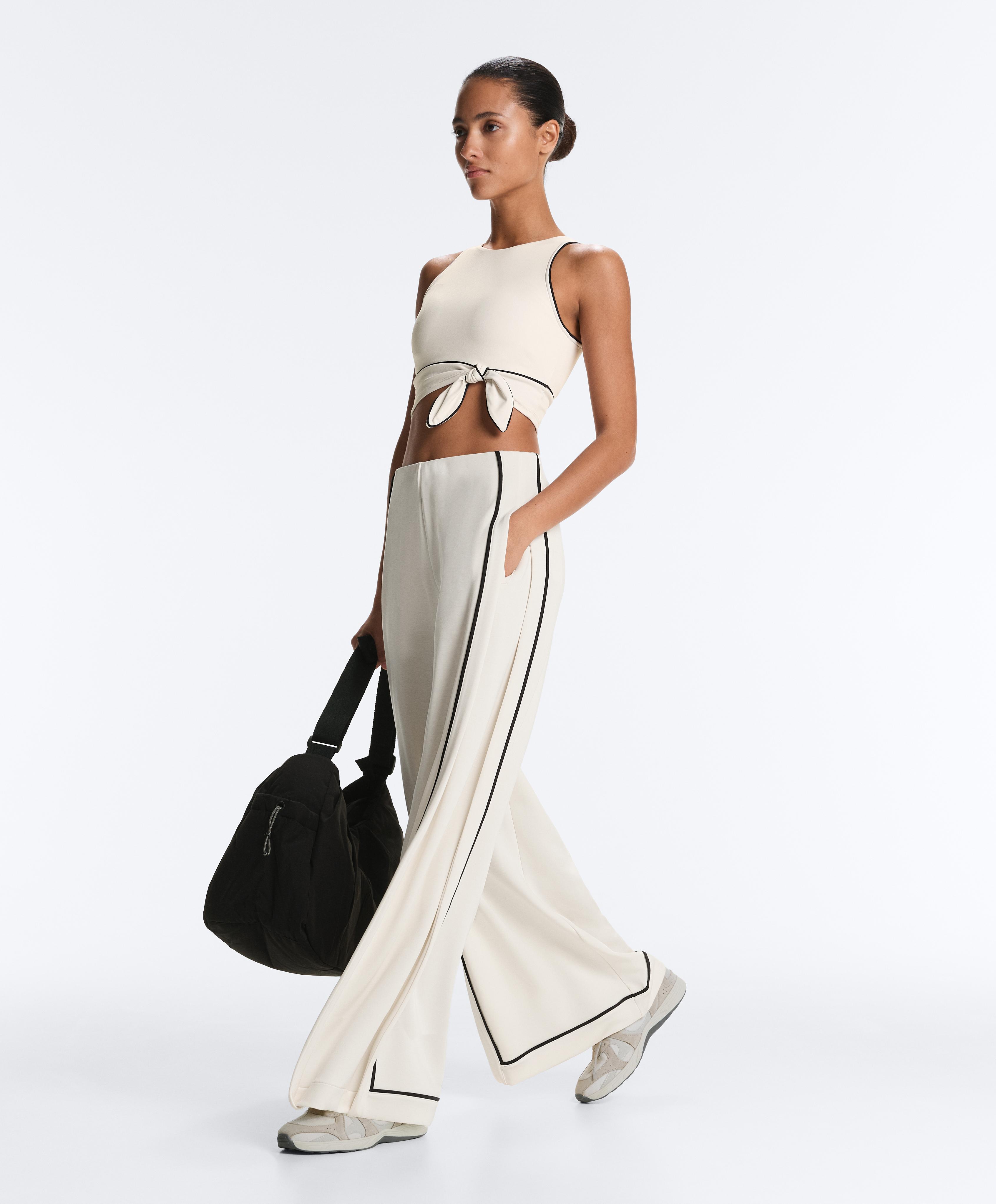 Comfortlux sleeveless tie tank top — PALE ECRU