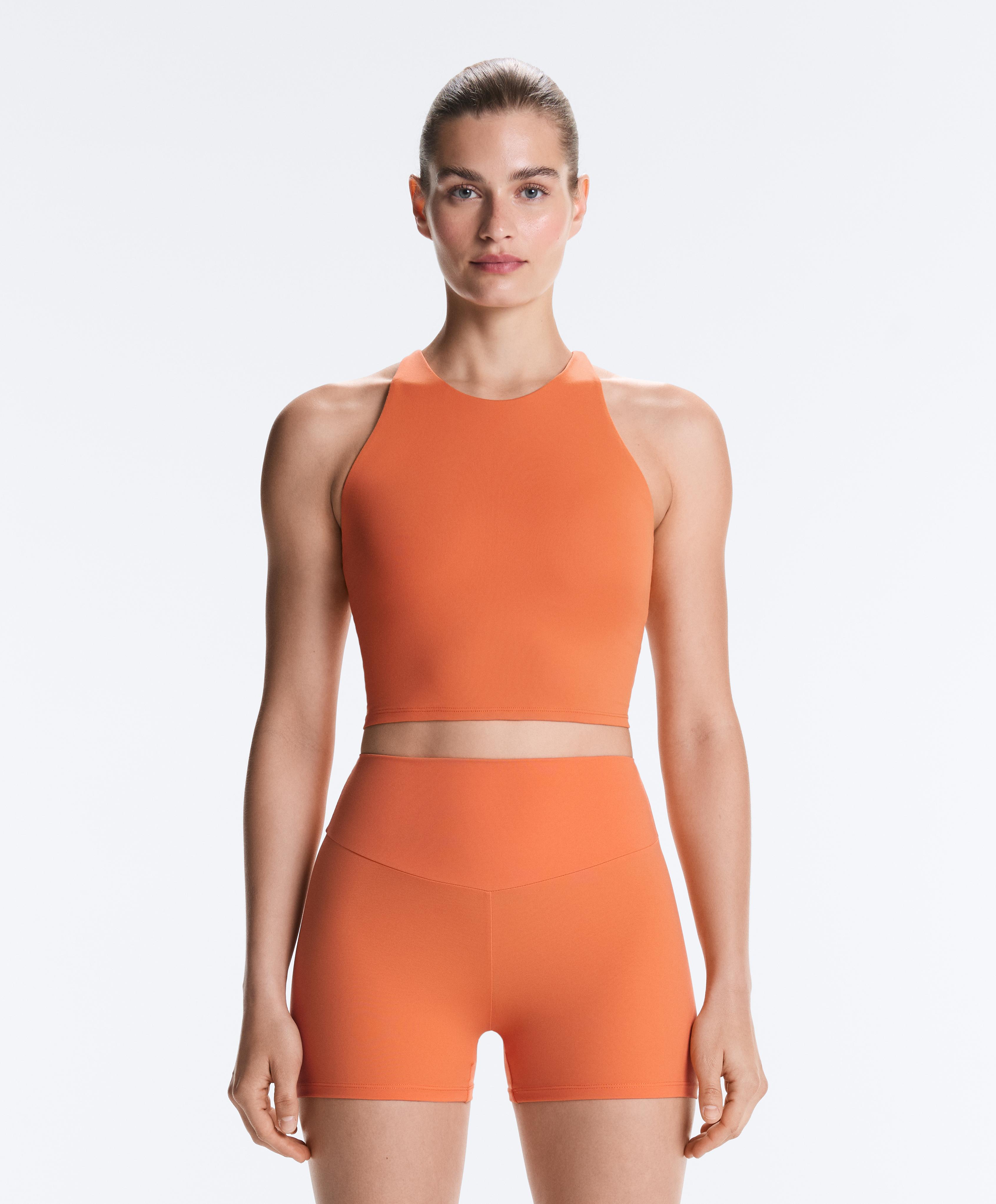 Comfortlux strappy tank top with cups — WASHED ORANGE