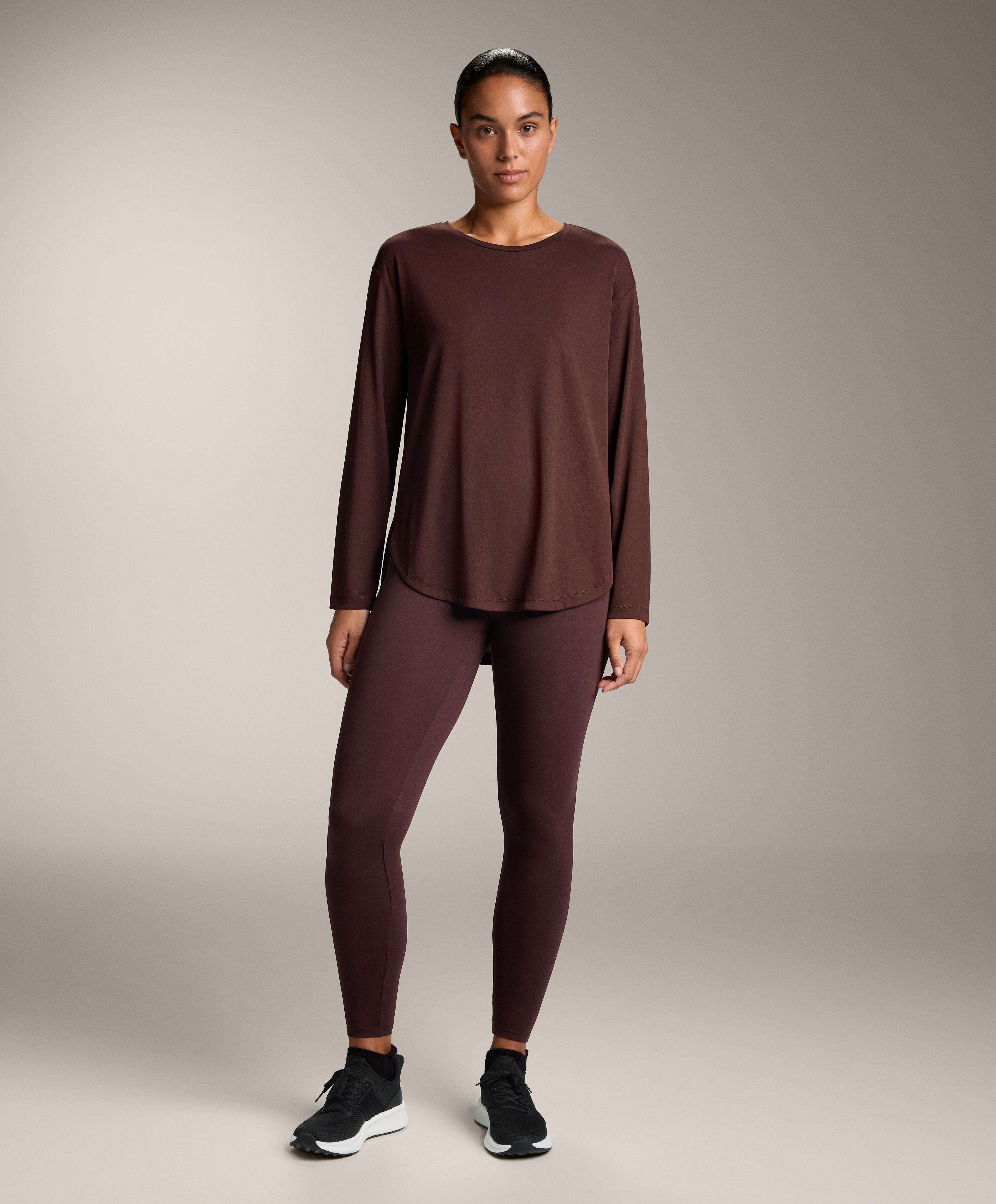 T-shirt à manches longues pli au dos mélange modal - Soldes