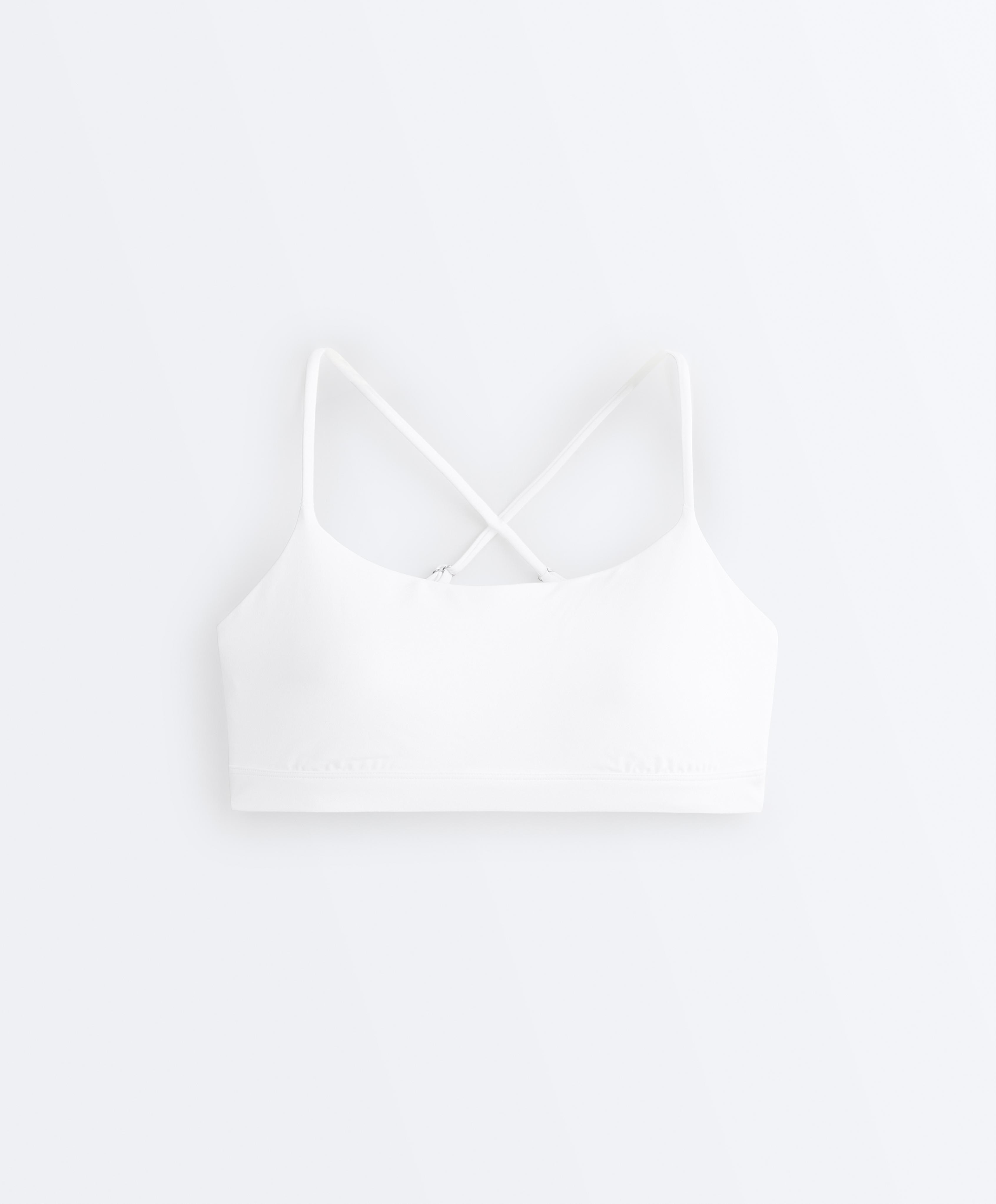 Low-support Comfortlux sports bra with crossover straps — WHITE