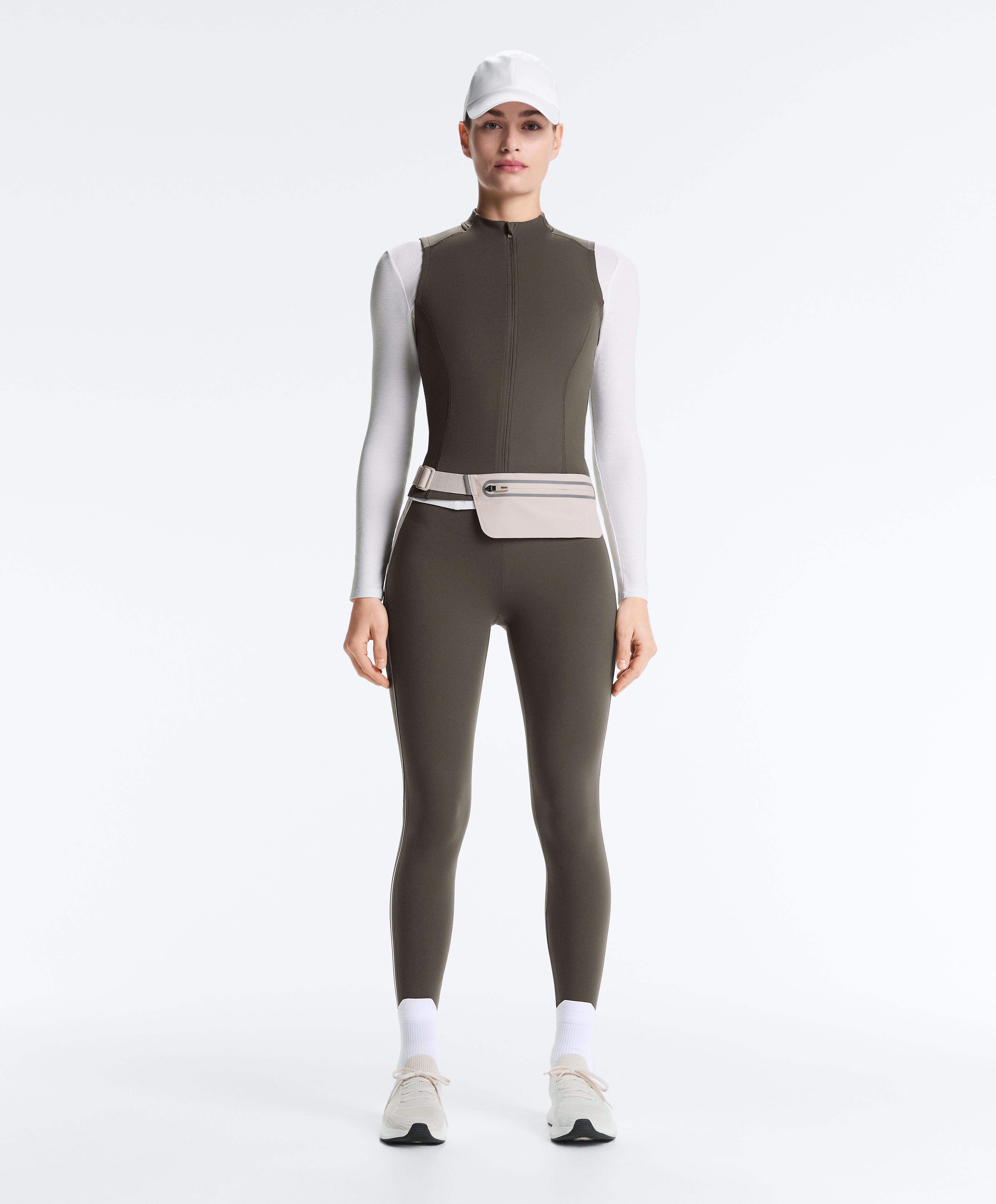 Sleeveless zip T-shirt — CHARCOAL GREY