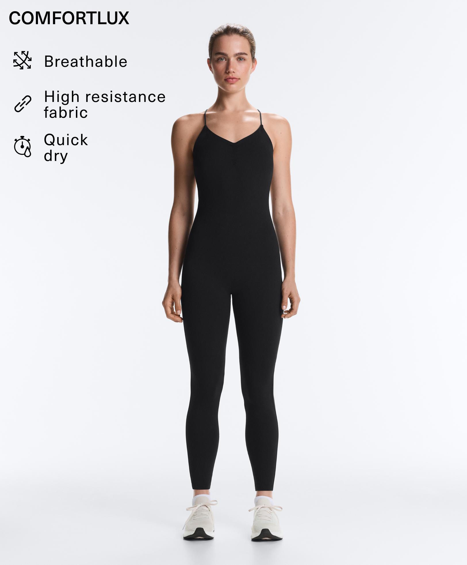 Comfortlux long jumpsuit with knots — BLACK