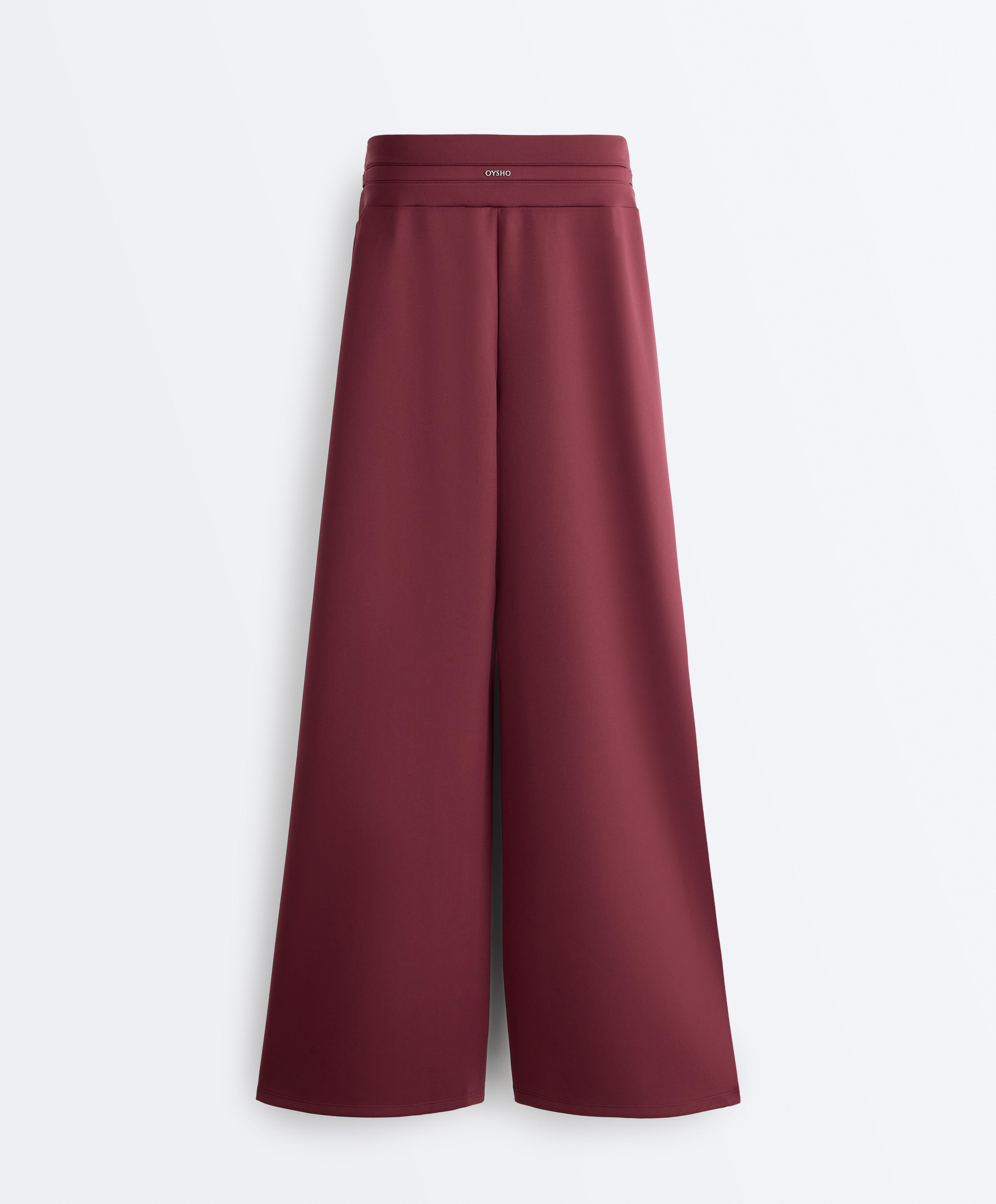Neoprene-effect wide-leg trousers — CHERRY