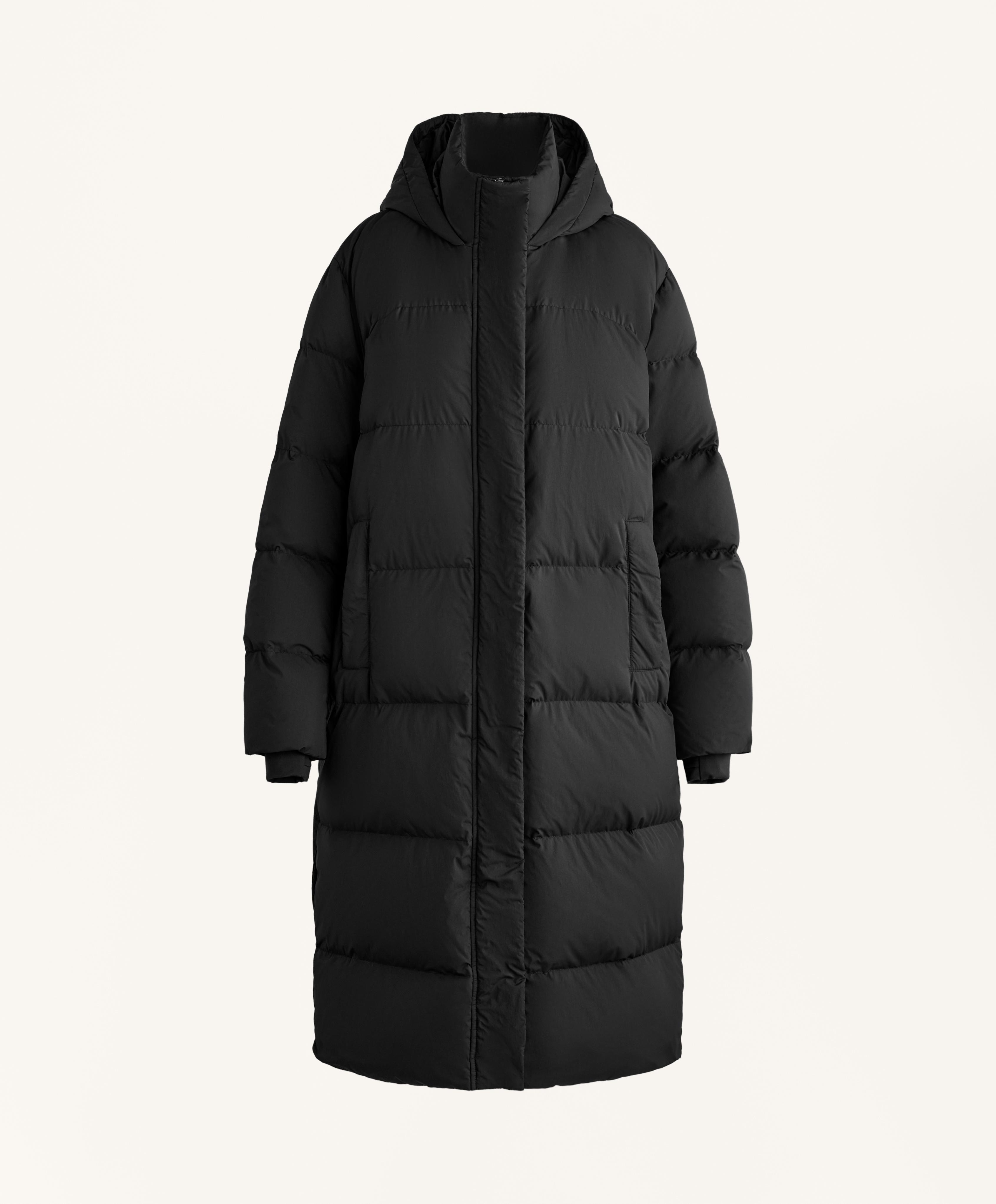 Long 100% down padded jacket — BLACK