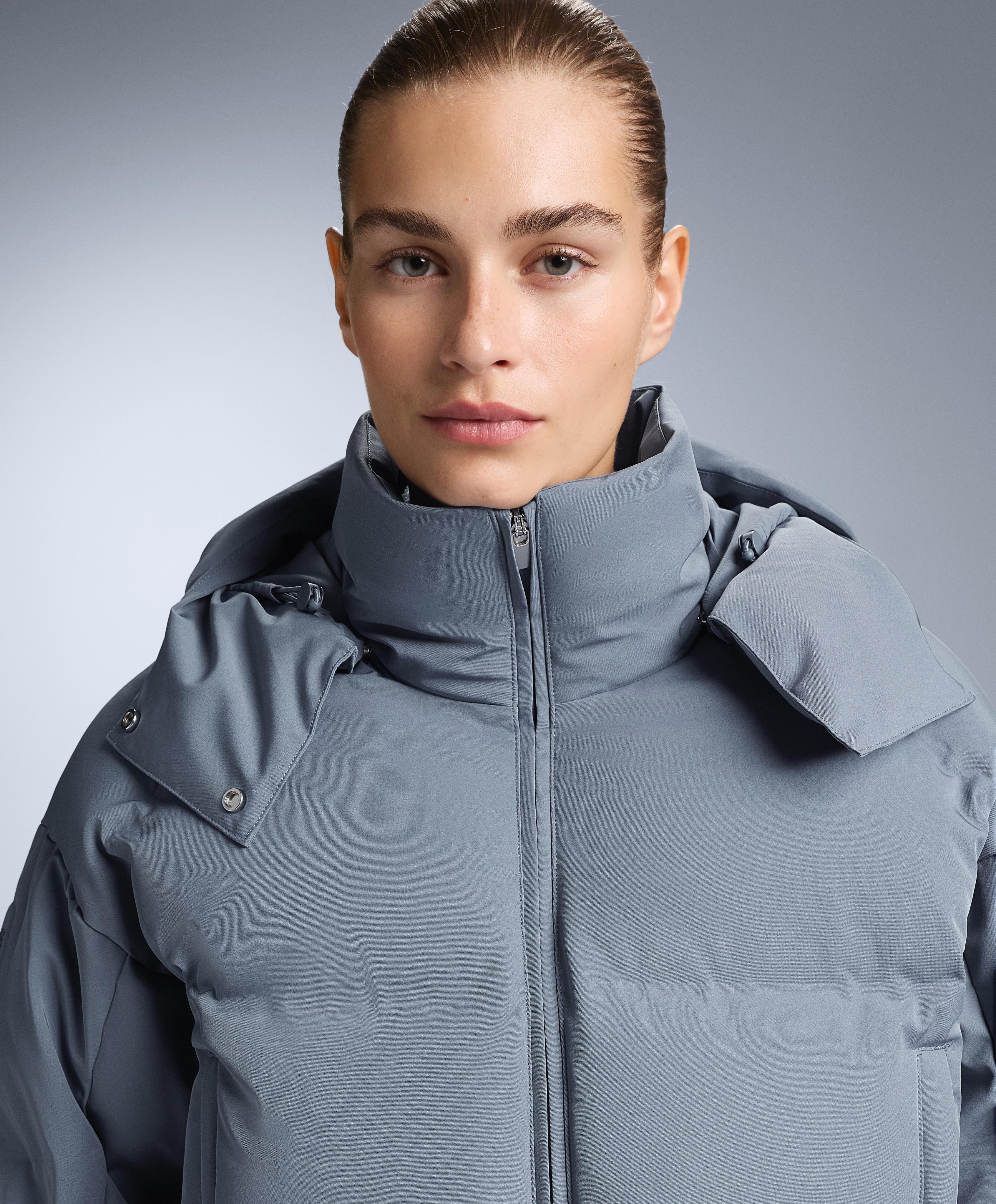 Lightweight 80% down and 20% MINARDI PIUME SKI water-resistant short jacket — GREY-BLUE