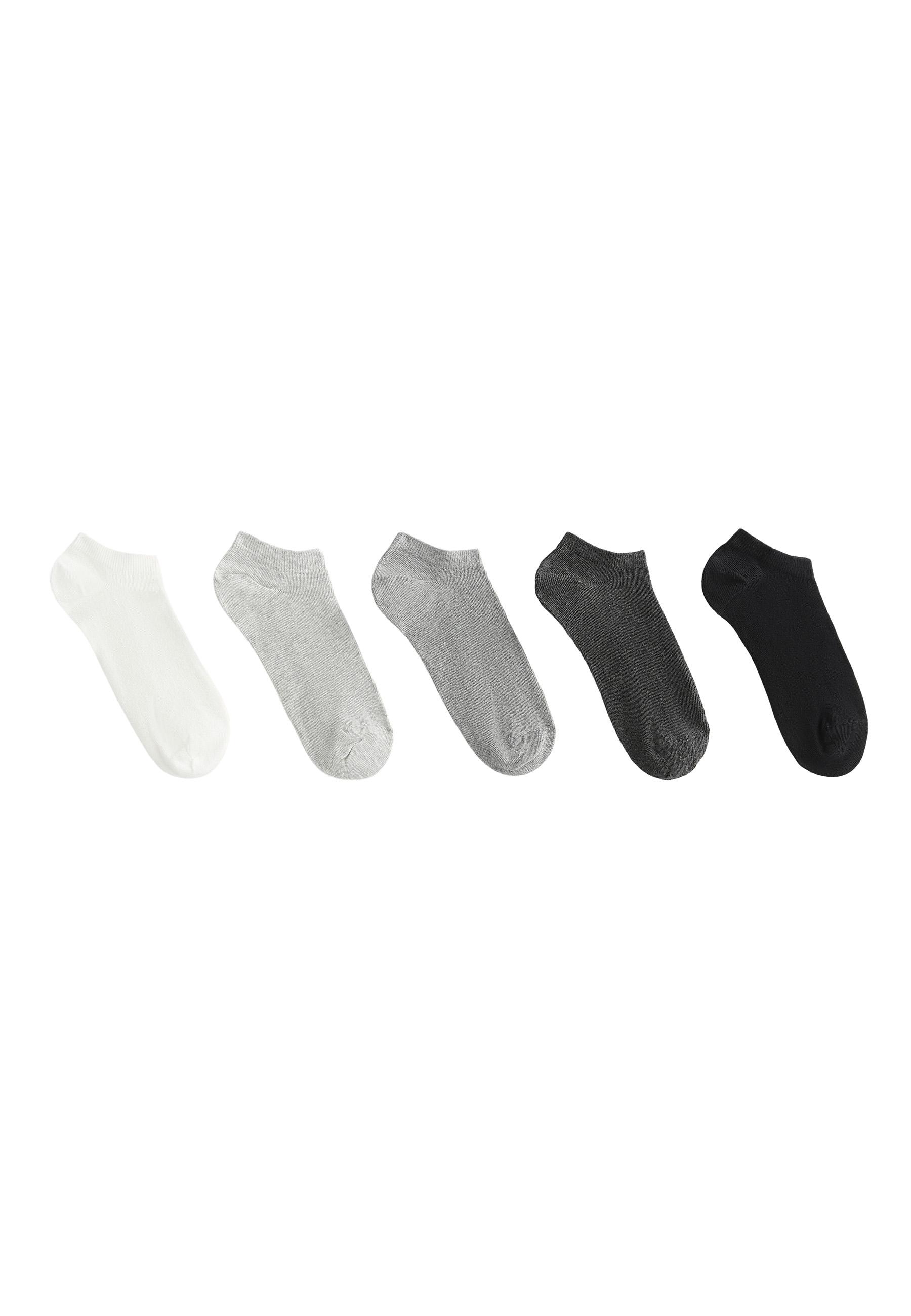 5 pairs of cotton blend sneaker socks — DARK GREY