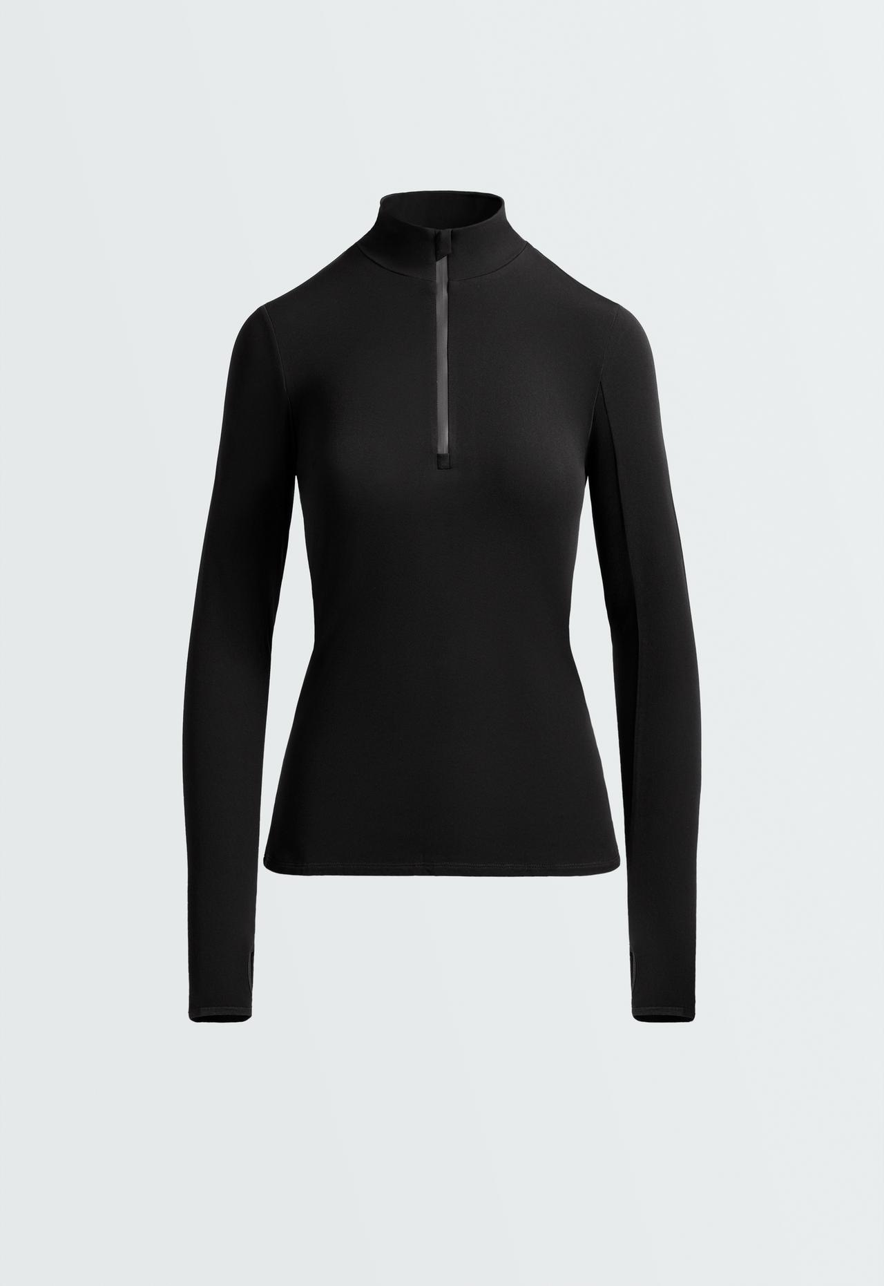 Thermal Base layer mid zip T-shirt — BLACK