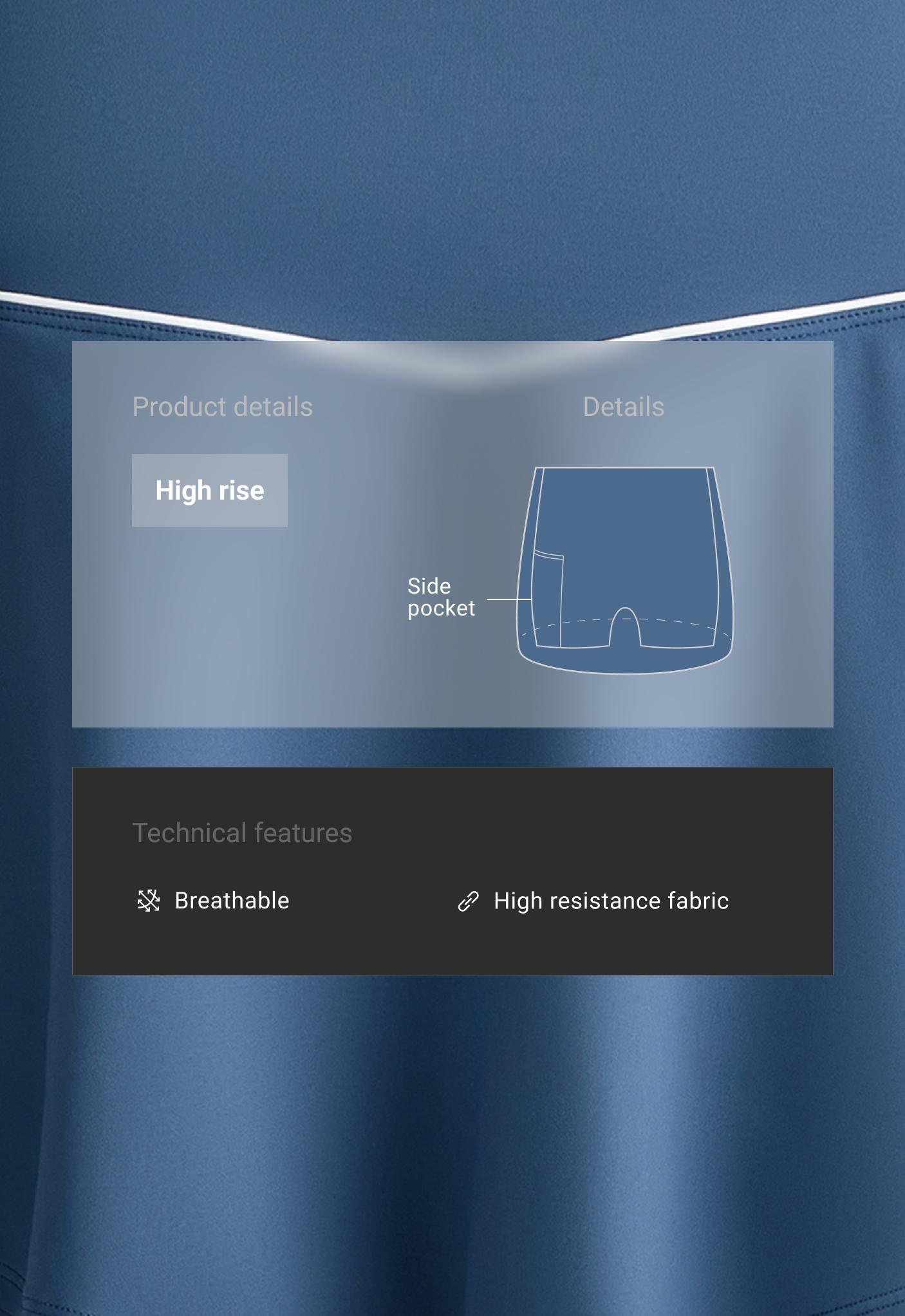Double layer high rise short skirt — MID GREY-BLUE