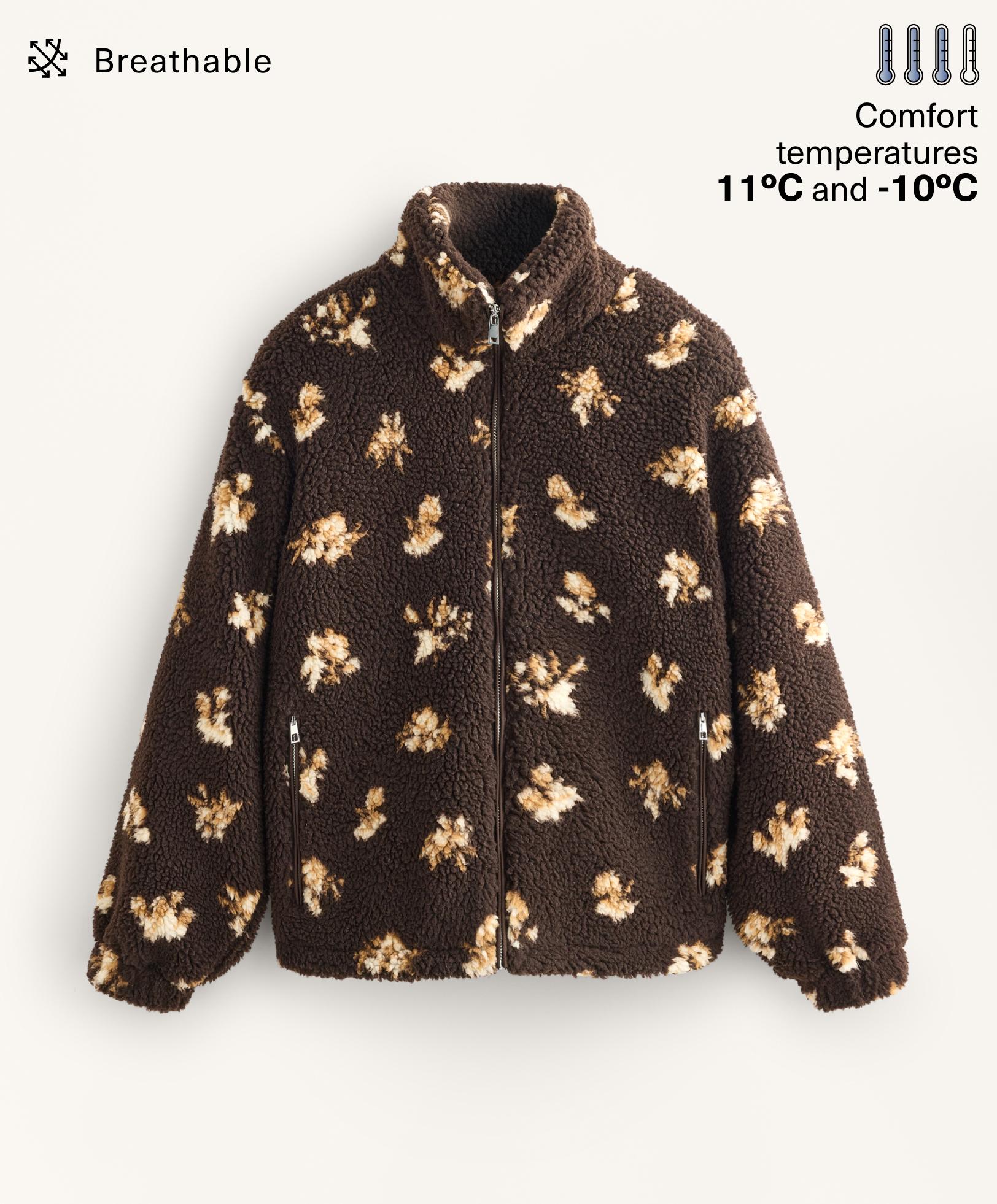 Faux-shearling floral print jacket — CLAY