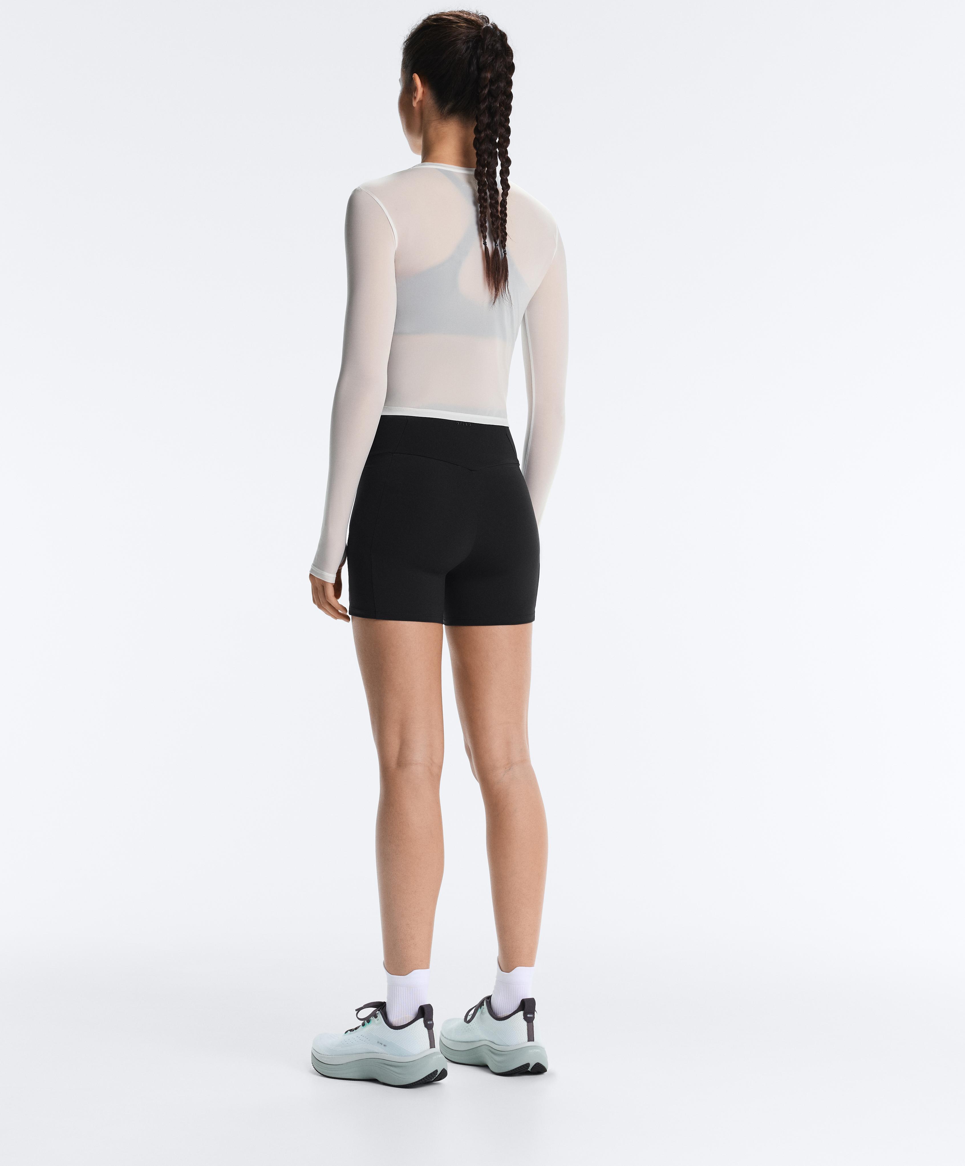 Long-sleeved technical T-shirt with text — WHITE