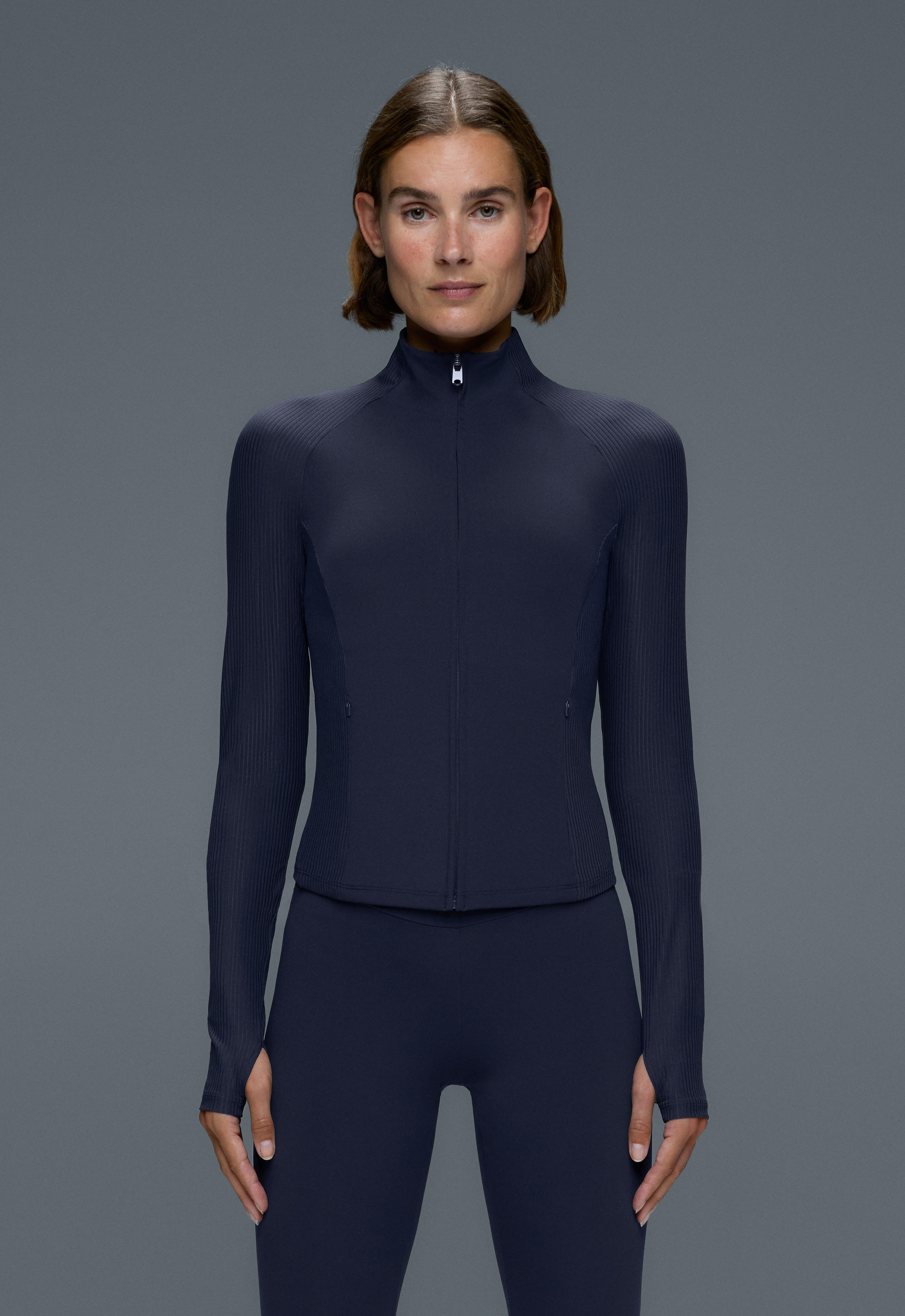 Light warm rib technical jacket — NAVY BLUE