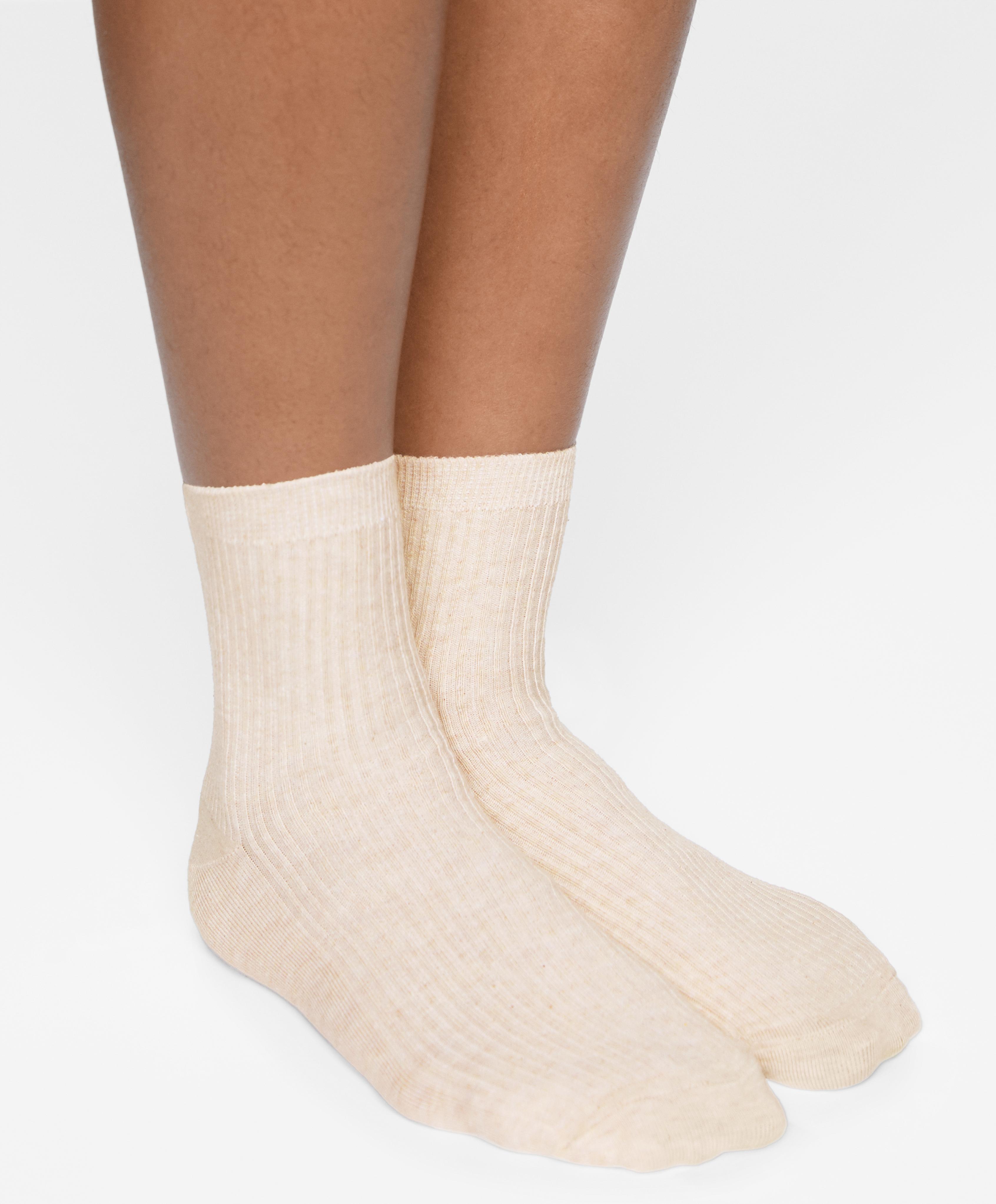 5 pairs of quarter cotton socks — SAND MELANGE