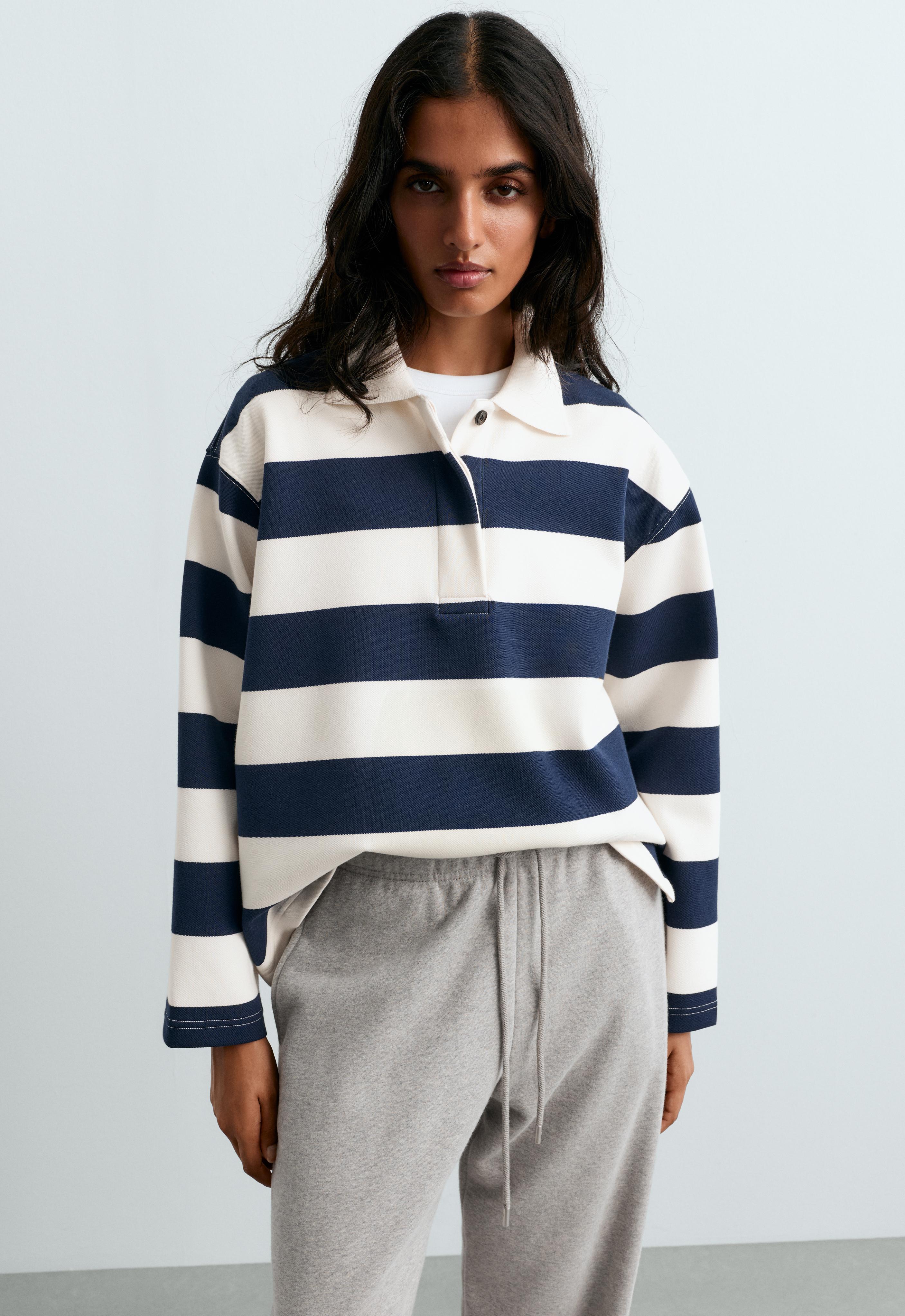 Polo jacquard a righe in cotone piqué Polo jacquard a righe in cotone piqué