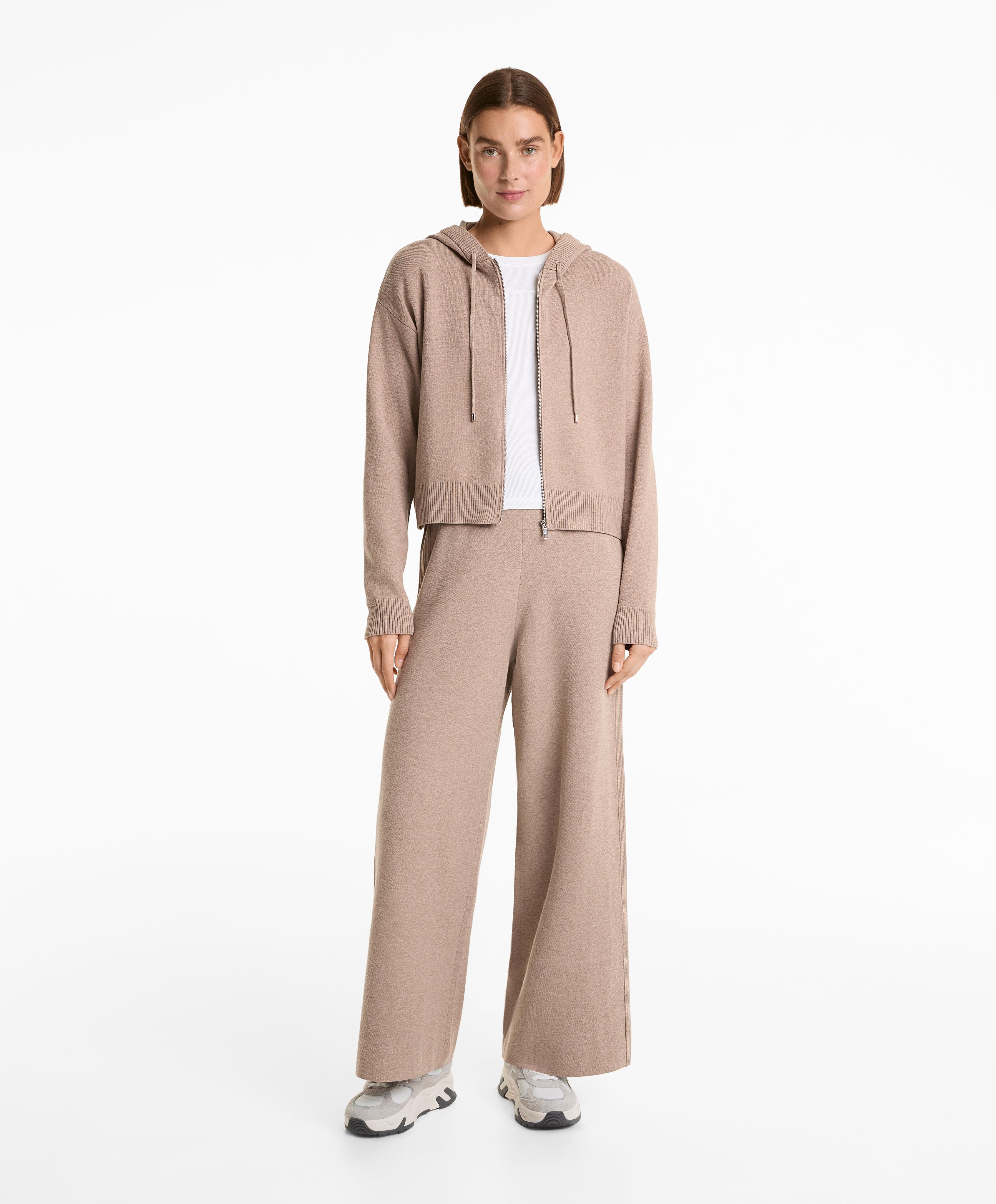 Taupe straight-leg knit set