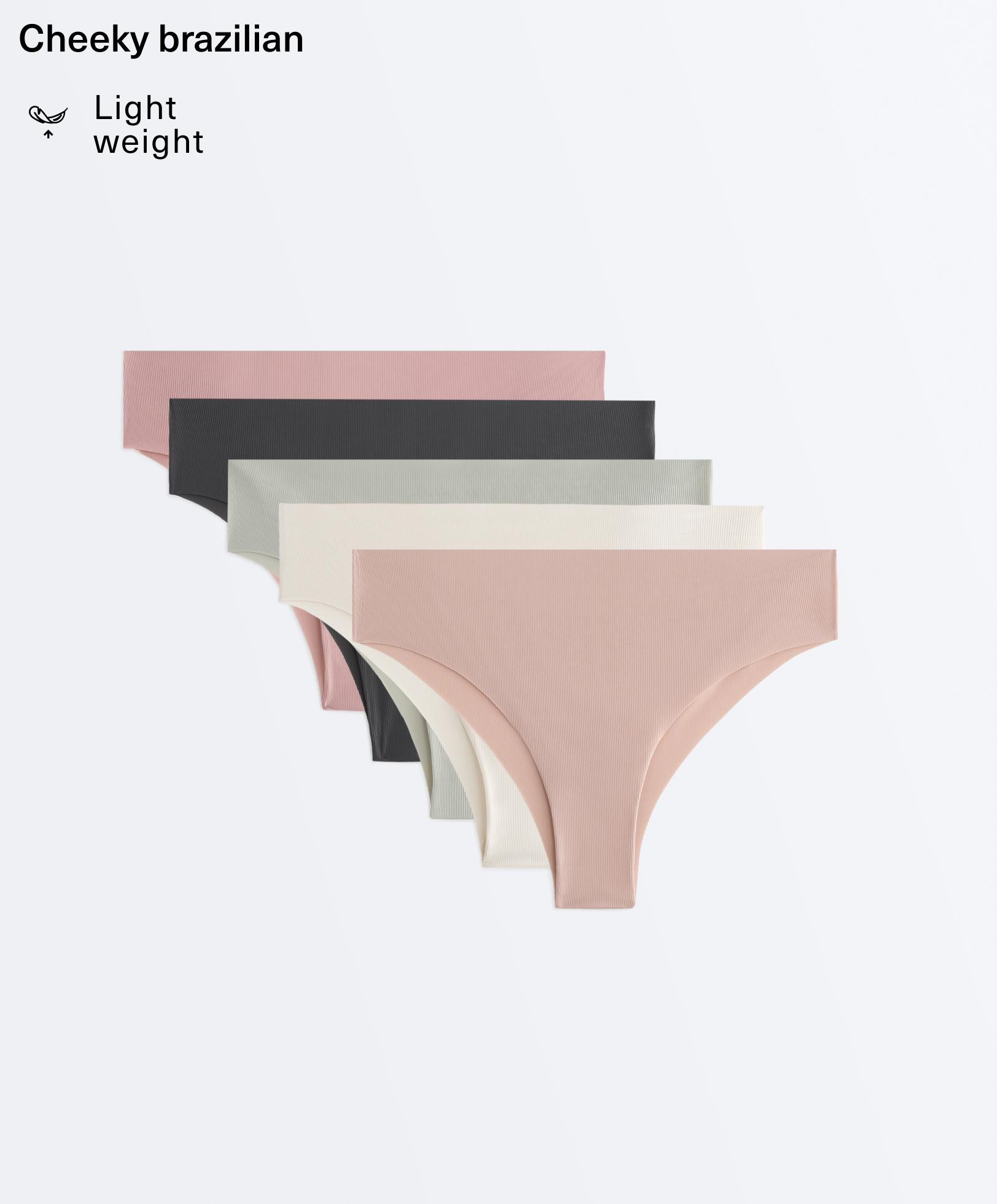 5 laser-cut polyamide blend light rib cheeky Brazilian briefs