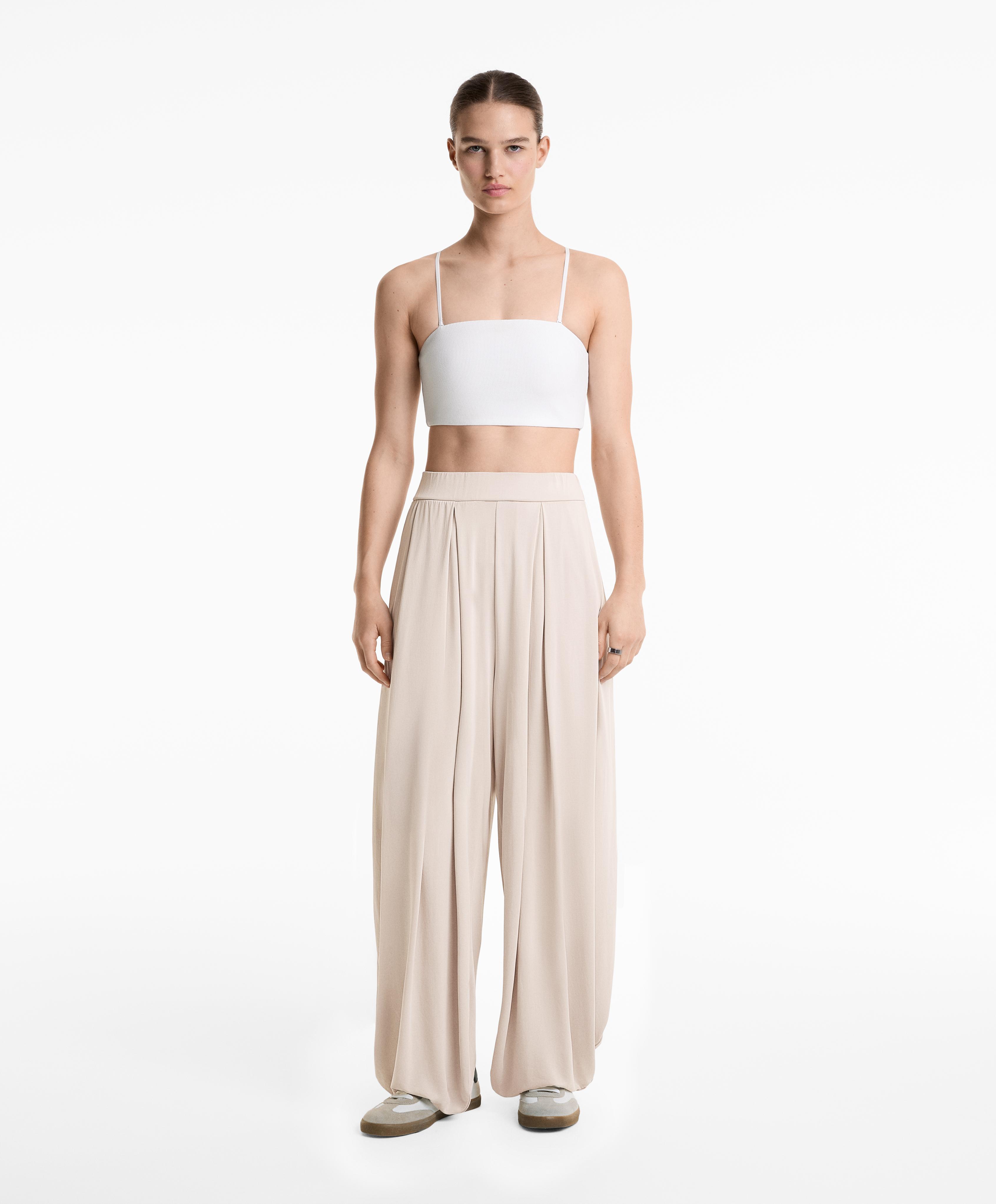 Pantalon bouffant fluide en mélange de modal - Soldes Pantalon bouffant fluide en mélange de modal - Soldes