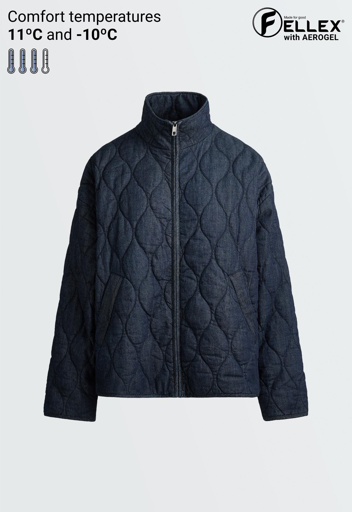 FELLEX® AEROGEL denim-effect boxy padded jacket — MID DENIM