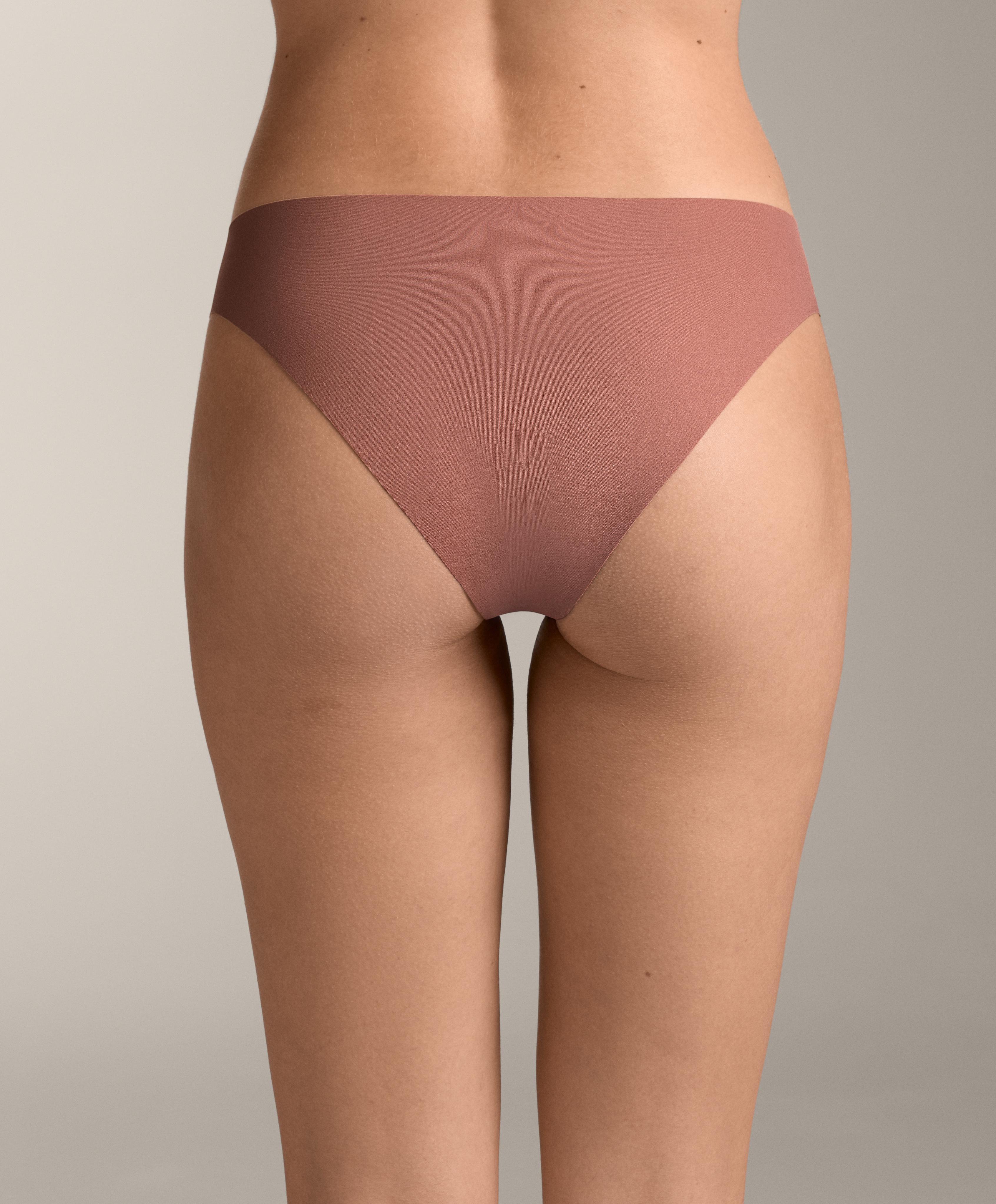5 invisible polyamide blend classic V-cut briefs — BEIGE
