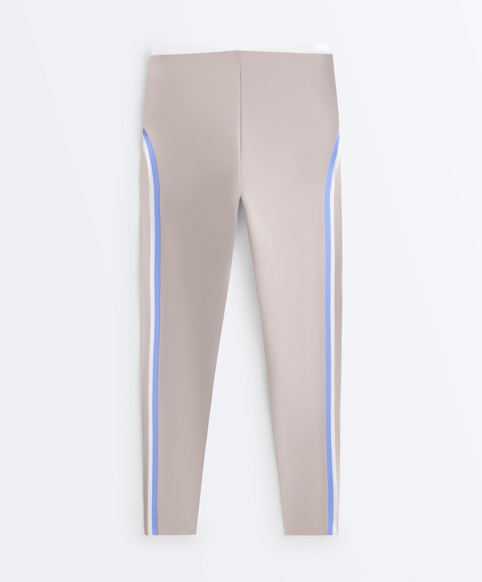High rise compressive contrast ankle-length leggings — PINK-MINK