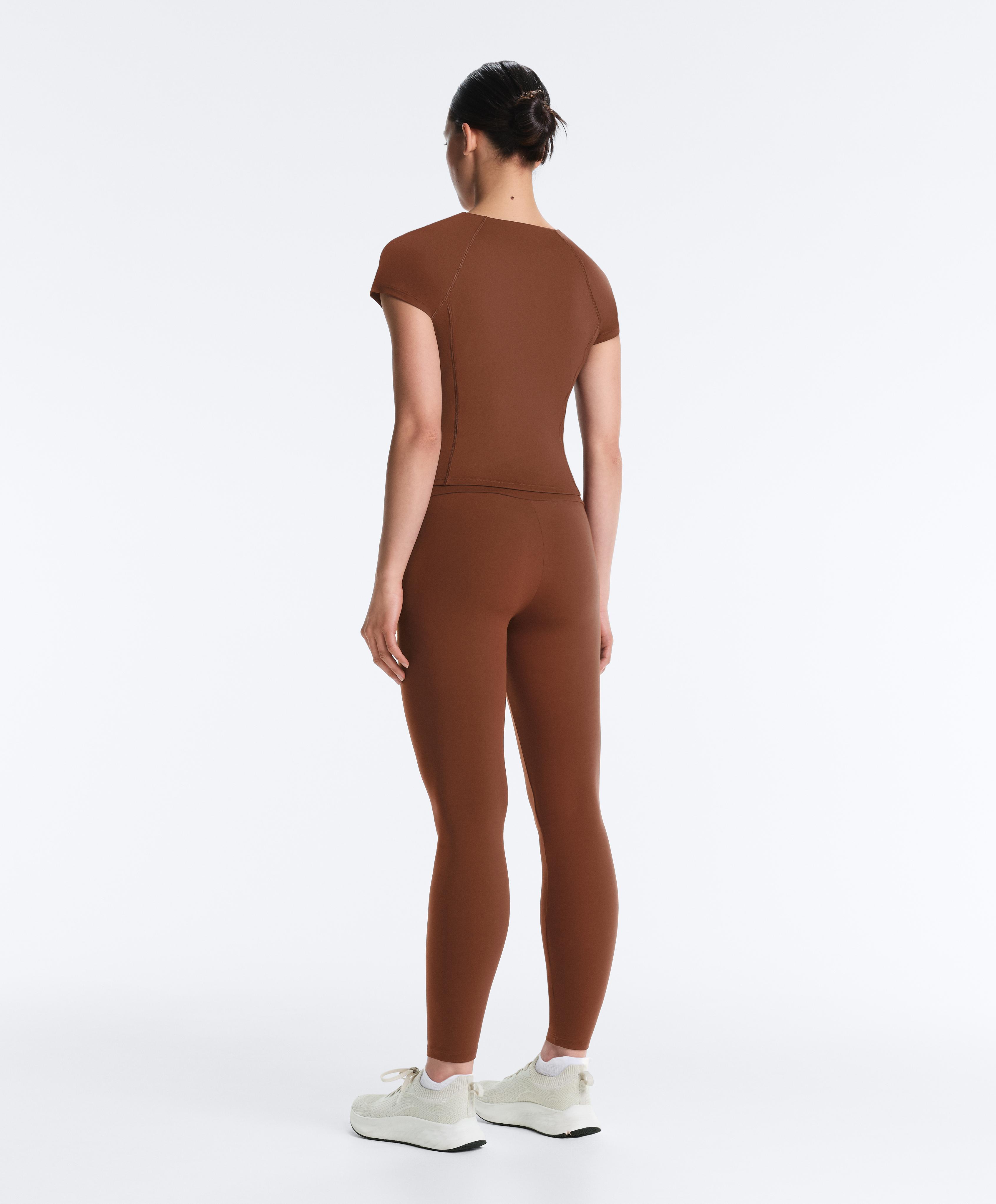 Short-sleeved zip T-shirt — COFFEE