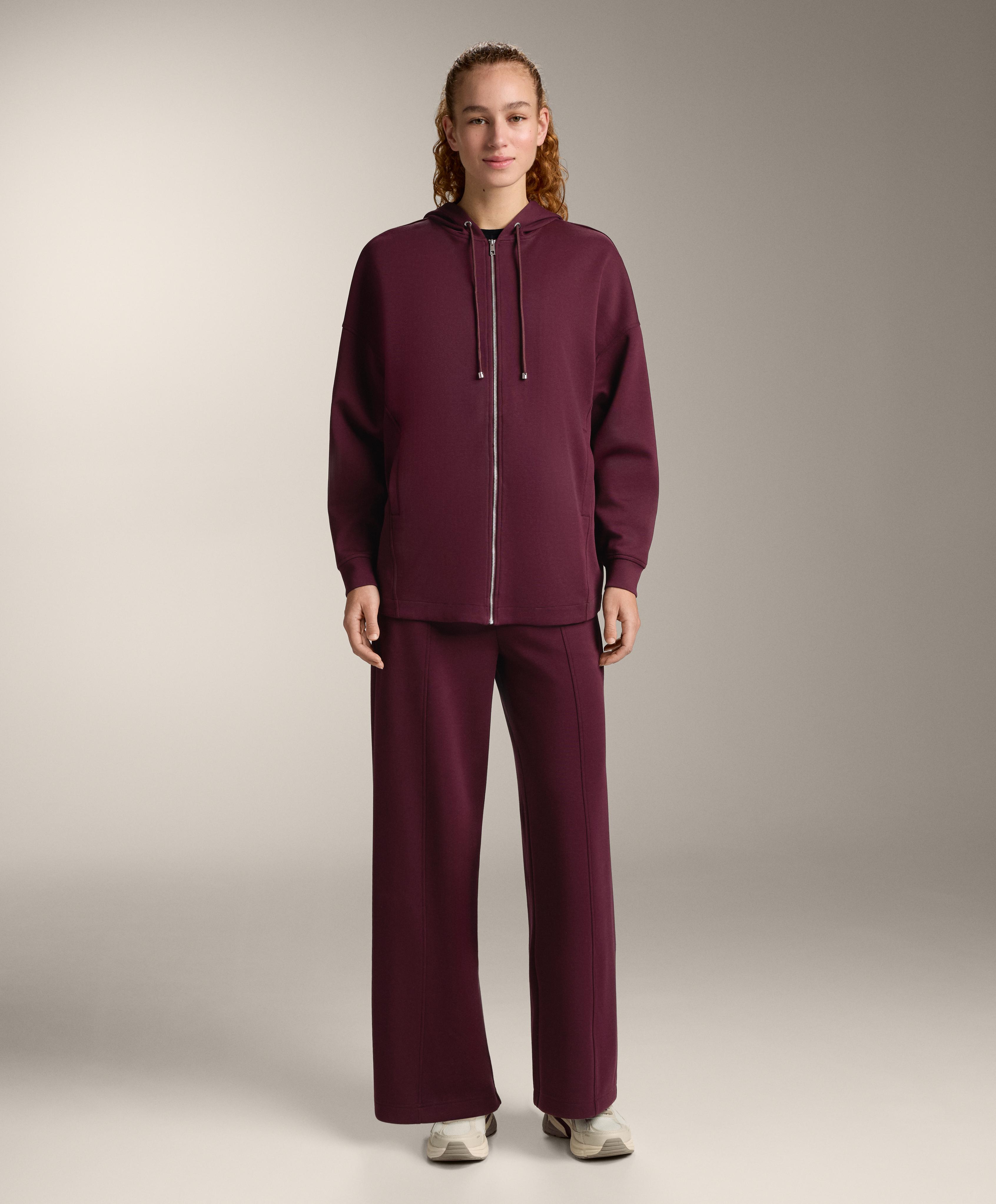 Maroon cotton super high rise piqué total look