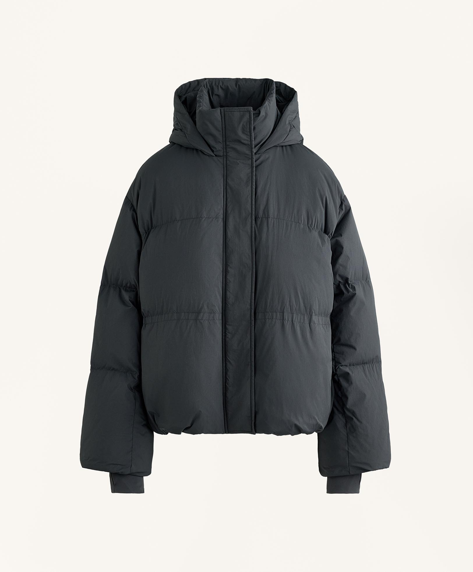 Short 100% down puffer jacket — ASPHALT