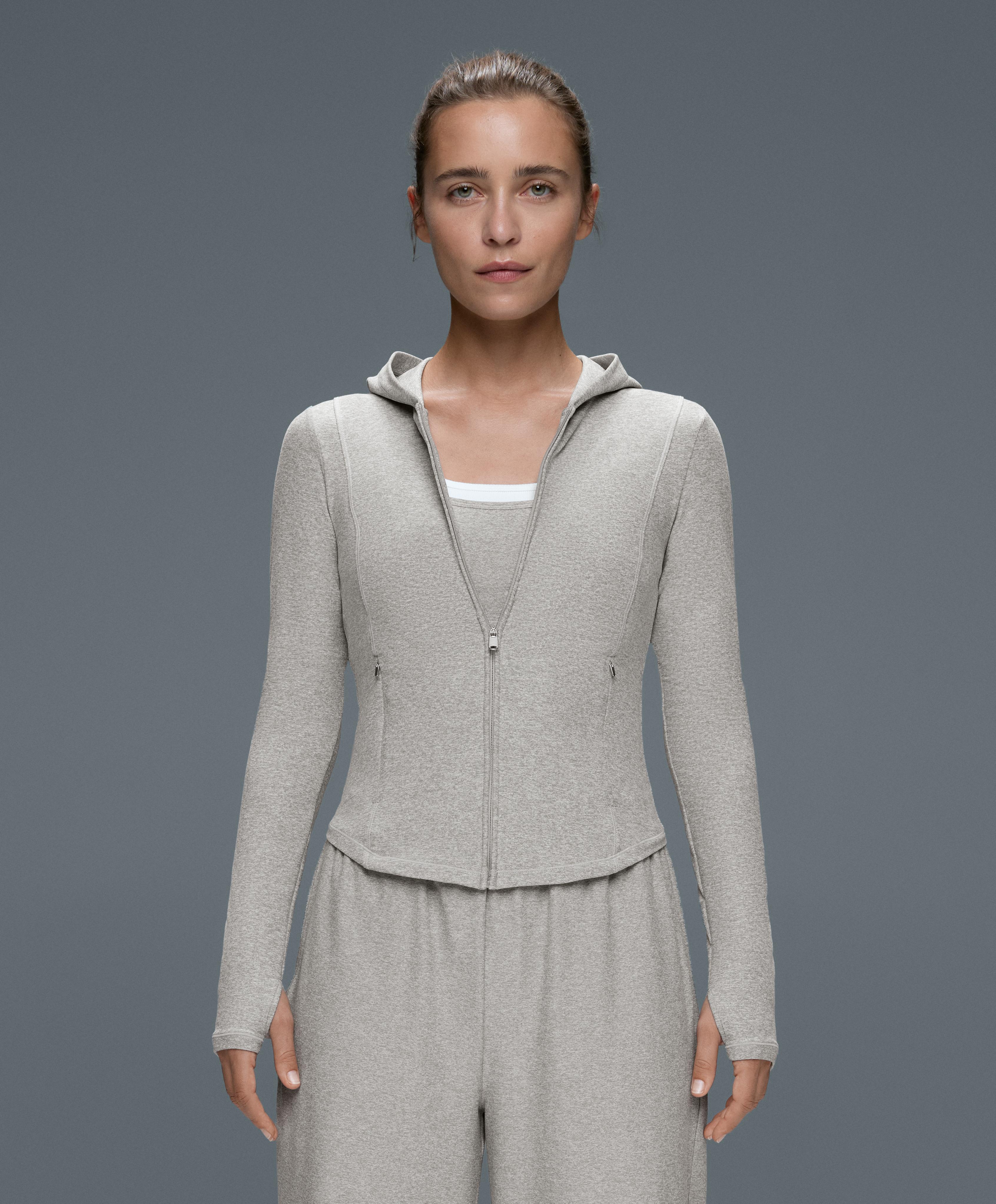 Technical marl hooded jacket — GREY MELANGE