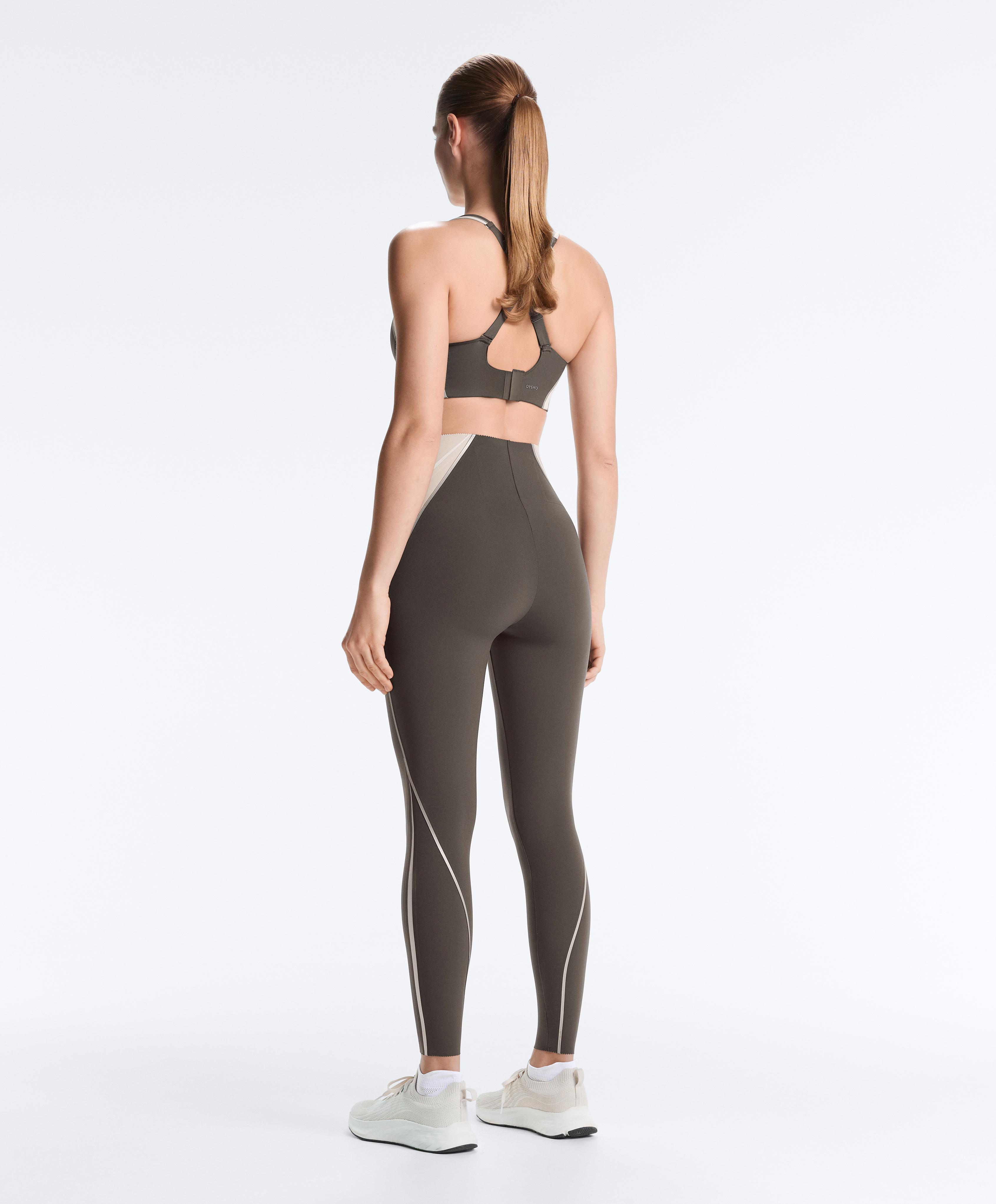 High-support Compressive reflective sports bra — CHARCOAL GREY