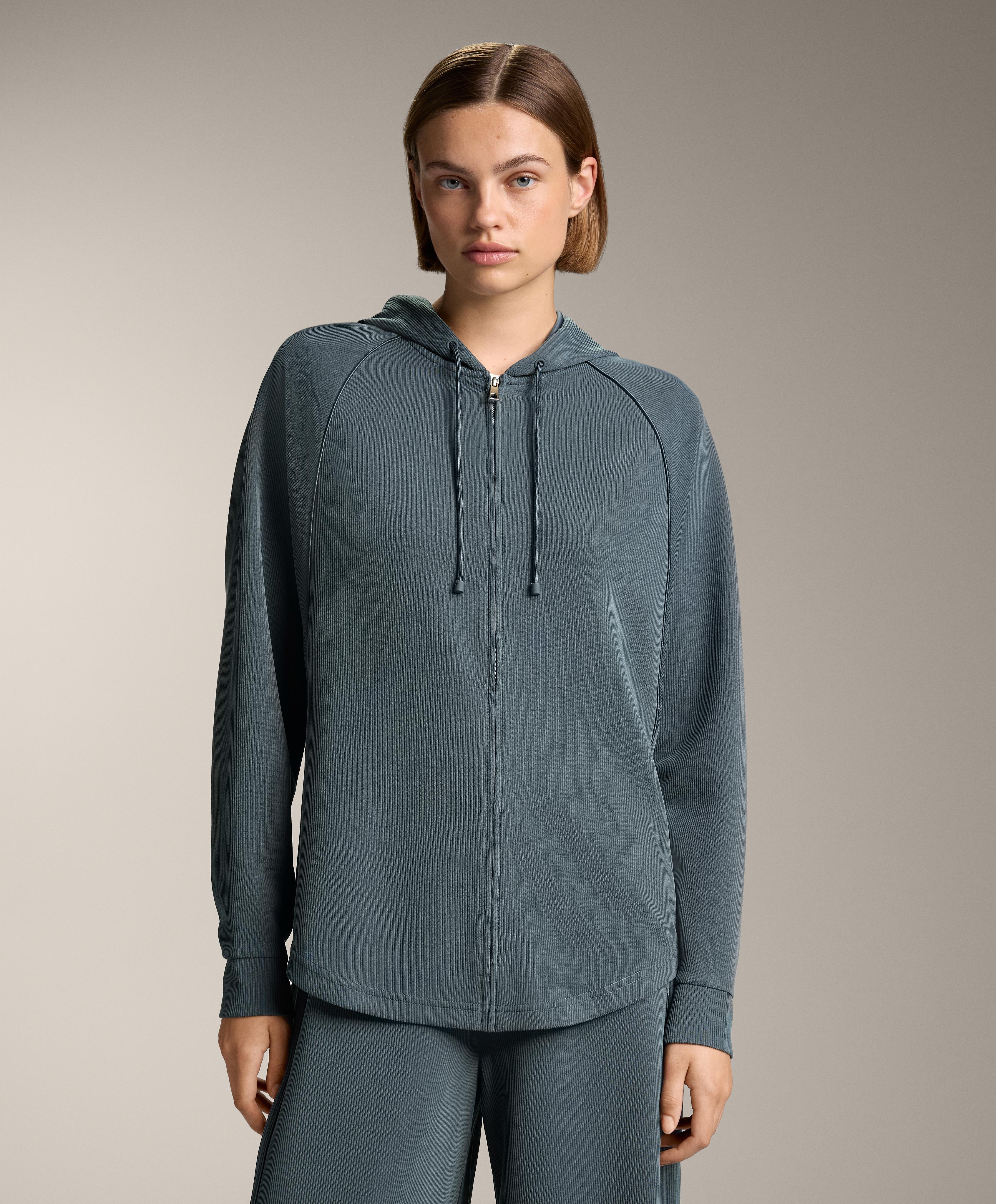 Rib hooded jacket with 29% modal