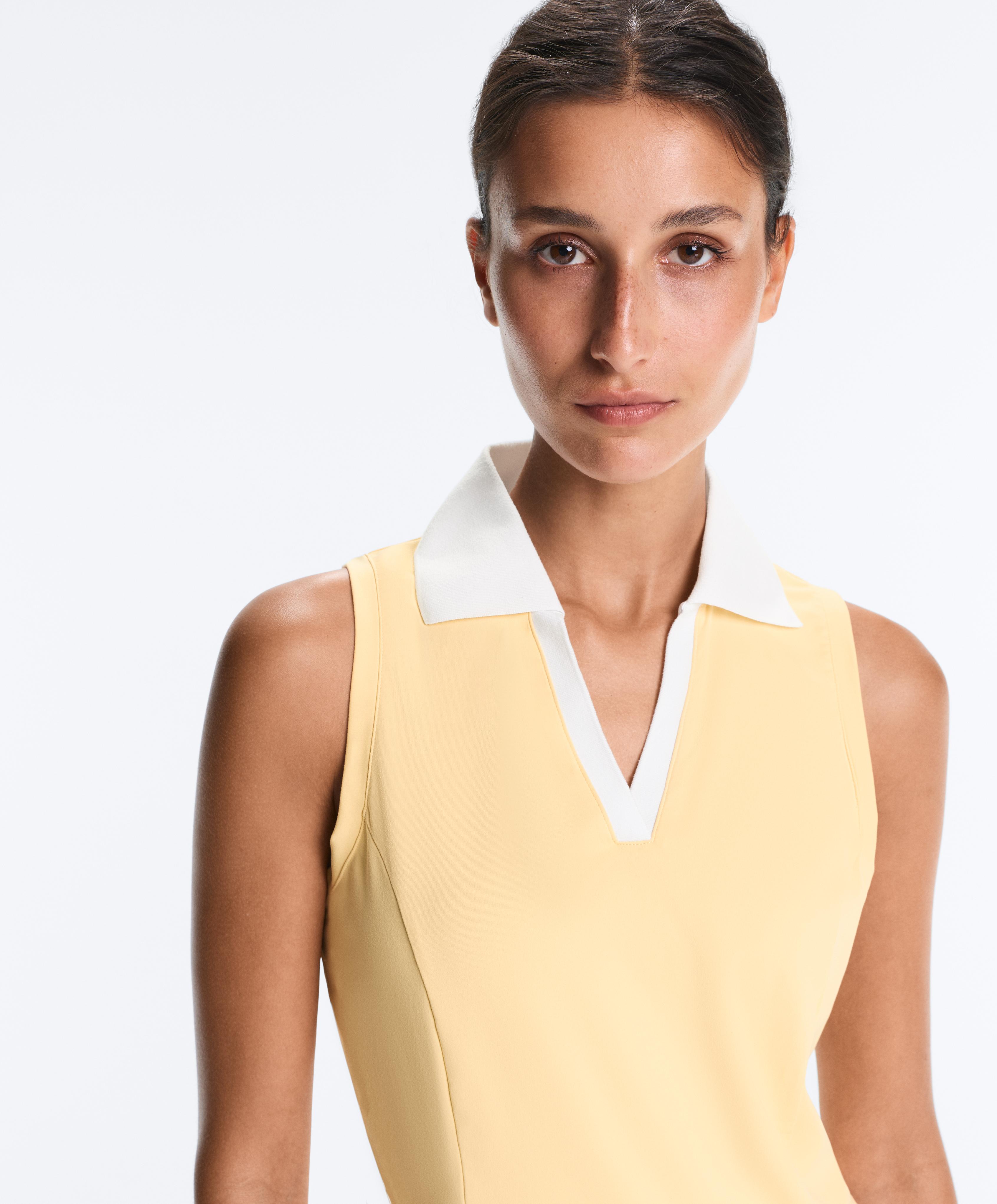 Contrast sleeveless Comfortlux polo shirt — PALE YELLOW