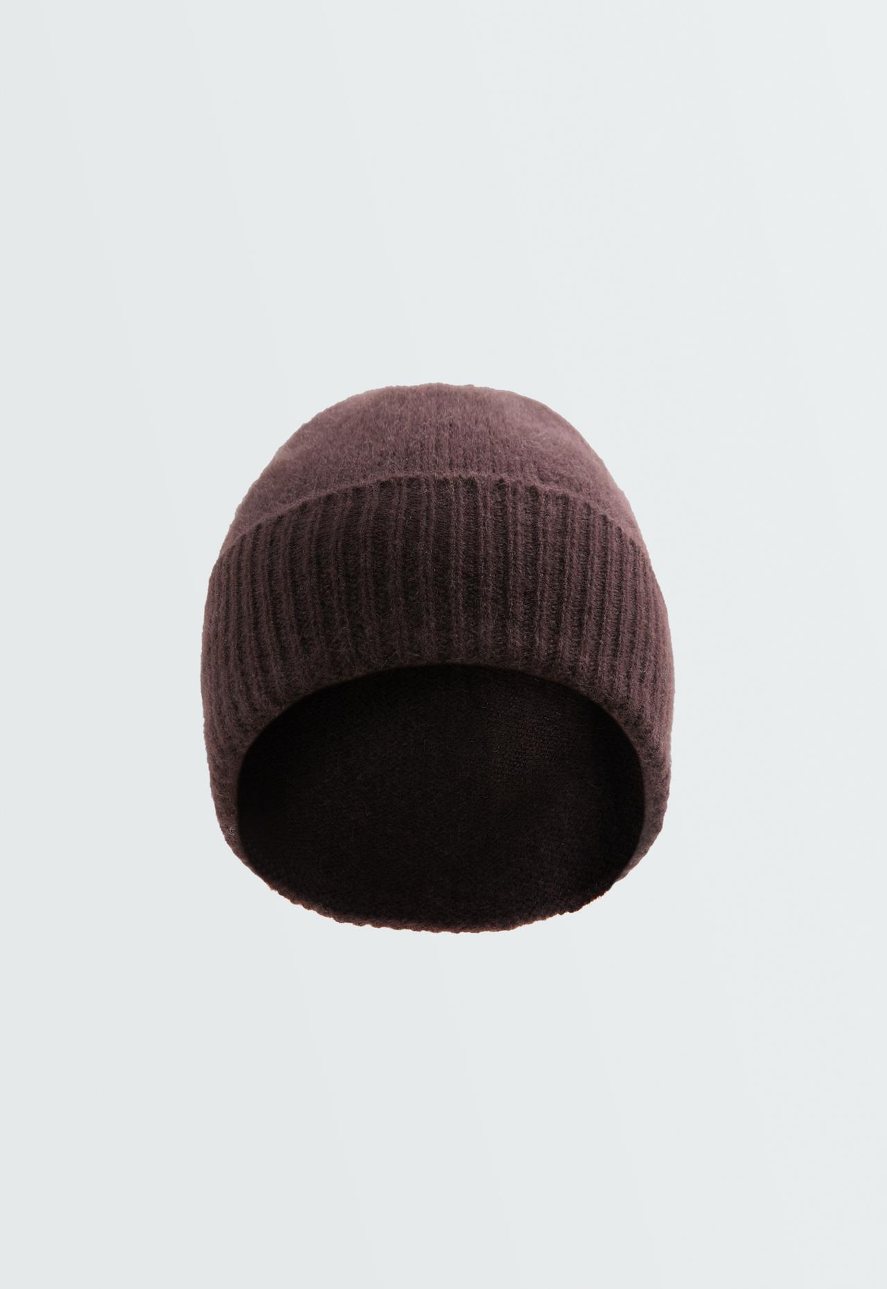 100% cashmere knit beanie — CHOCOLATE
