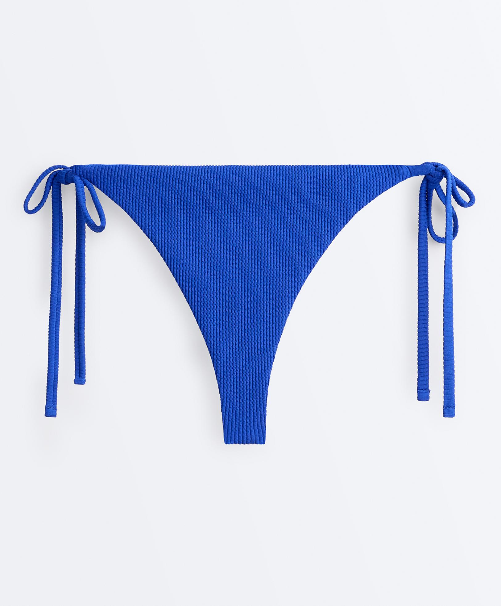 Rib tie thong bikini briefs — ELECTRIC BLUE