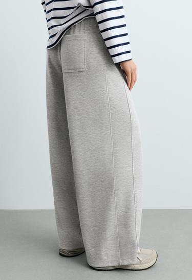 Melange piqué straight-leg trousers — GREY MELANGE 5