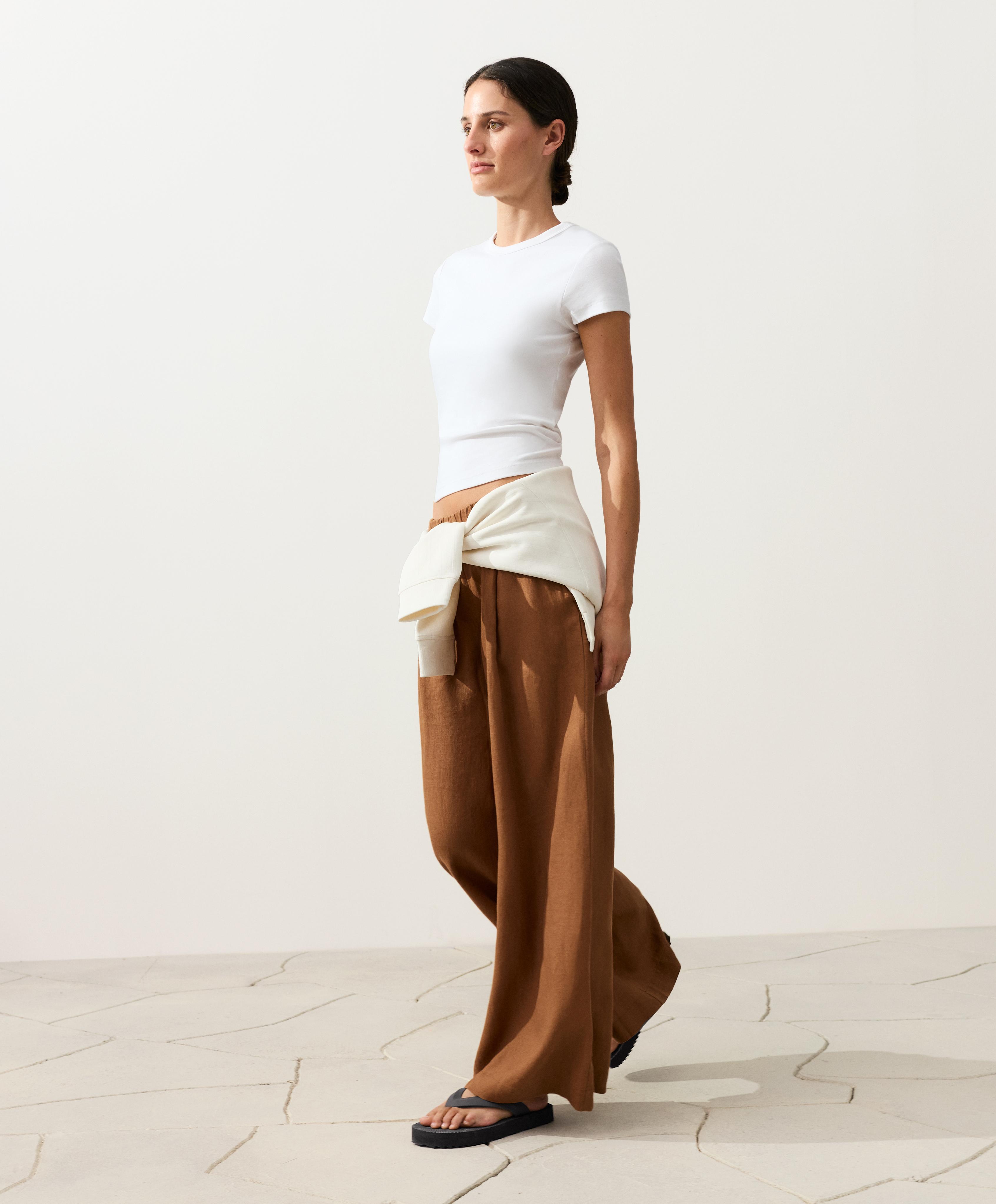 100% linen striped wide-leg trousers 100% linen striped wide-leg trousers