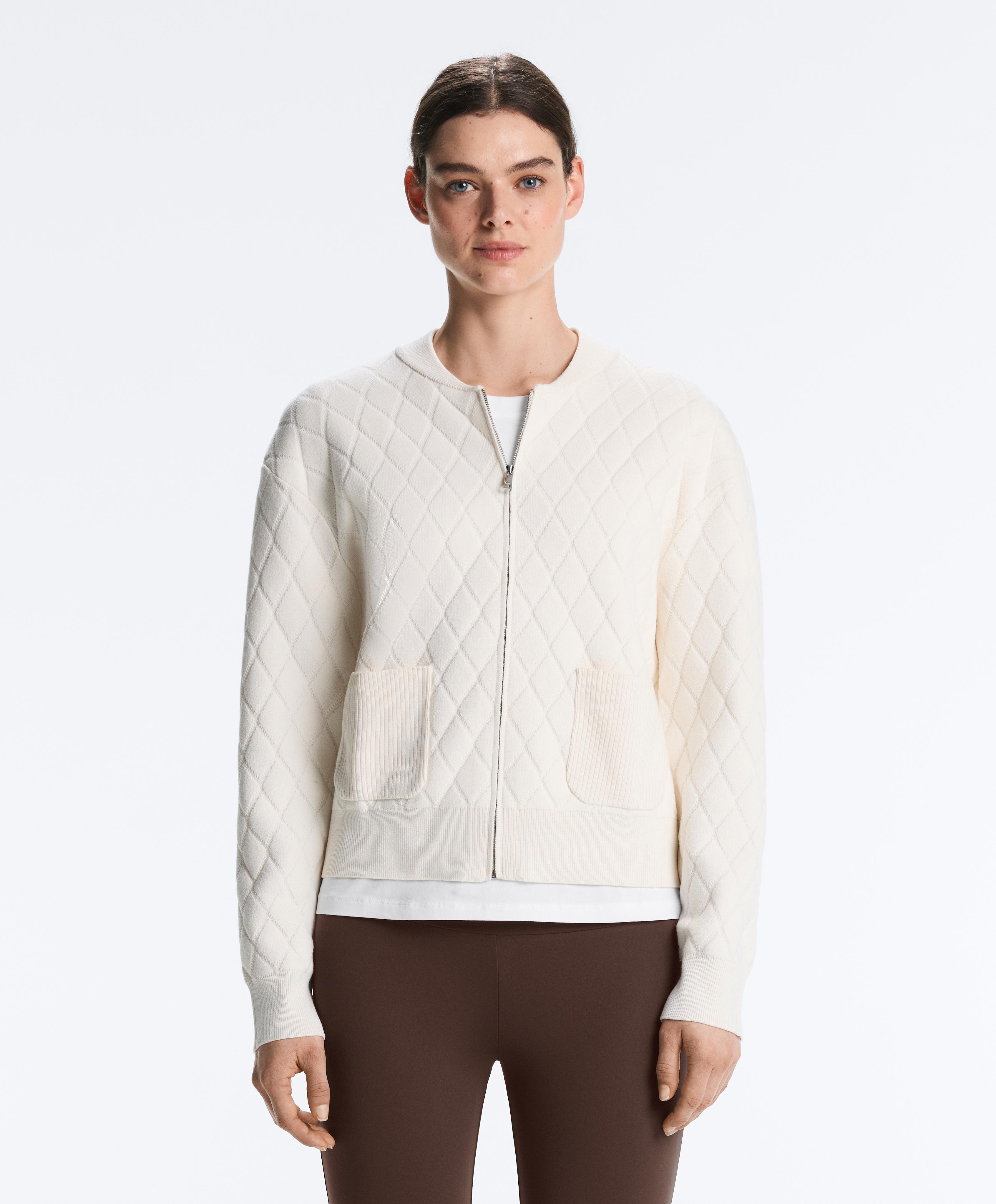 Argyle knit jacket — PALE ECRU