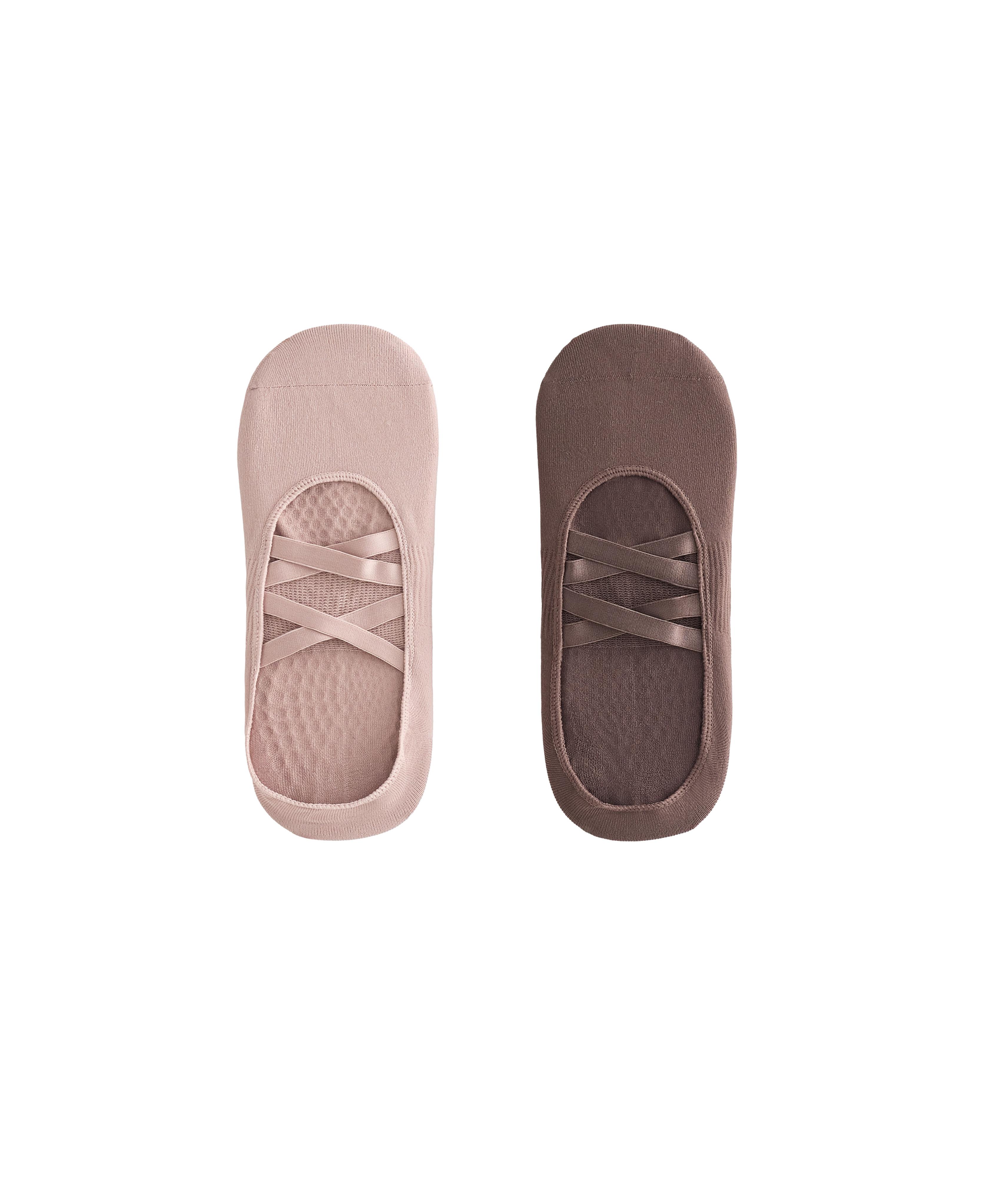 2 pairs of polyamide blend yoga and Pilates socks with double straps — DUSTY PINK
