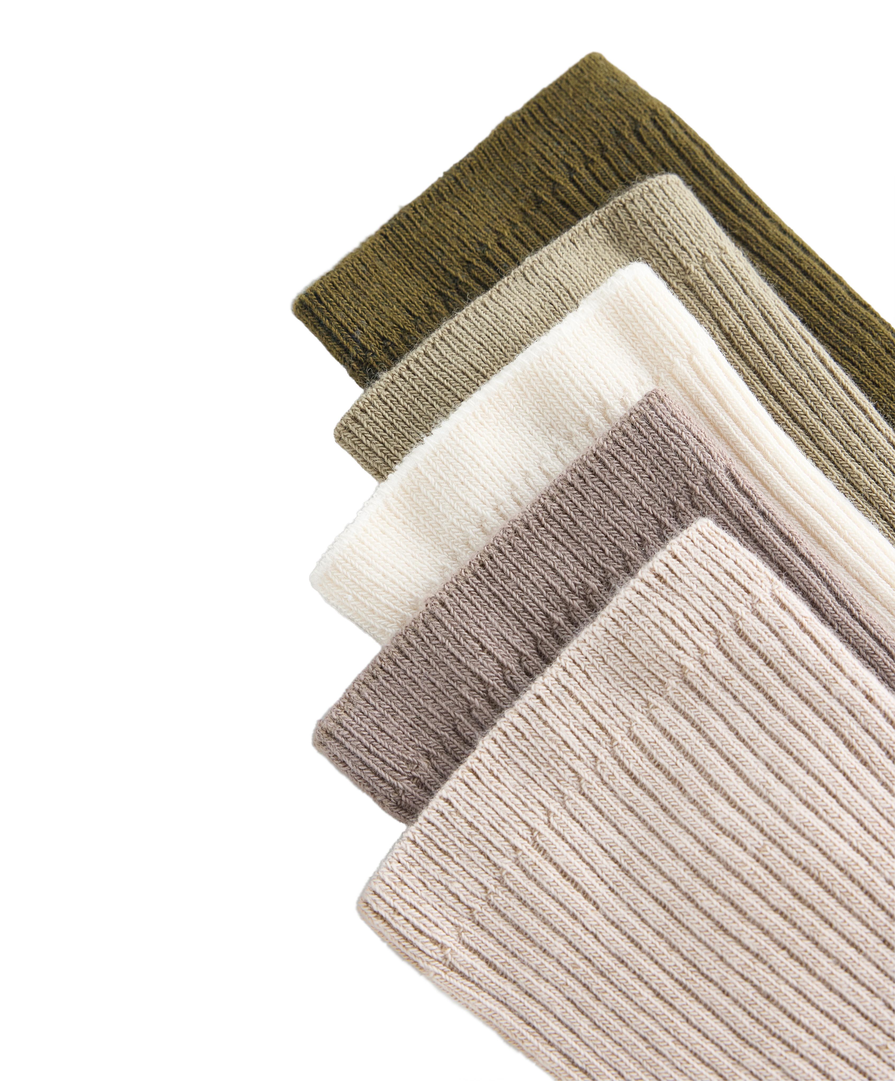 5 pairs of cotton blend classic socks — GREEN BEIGE