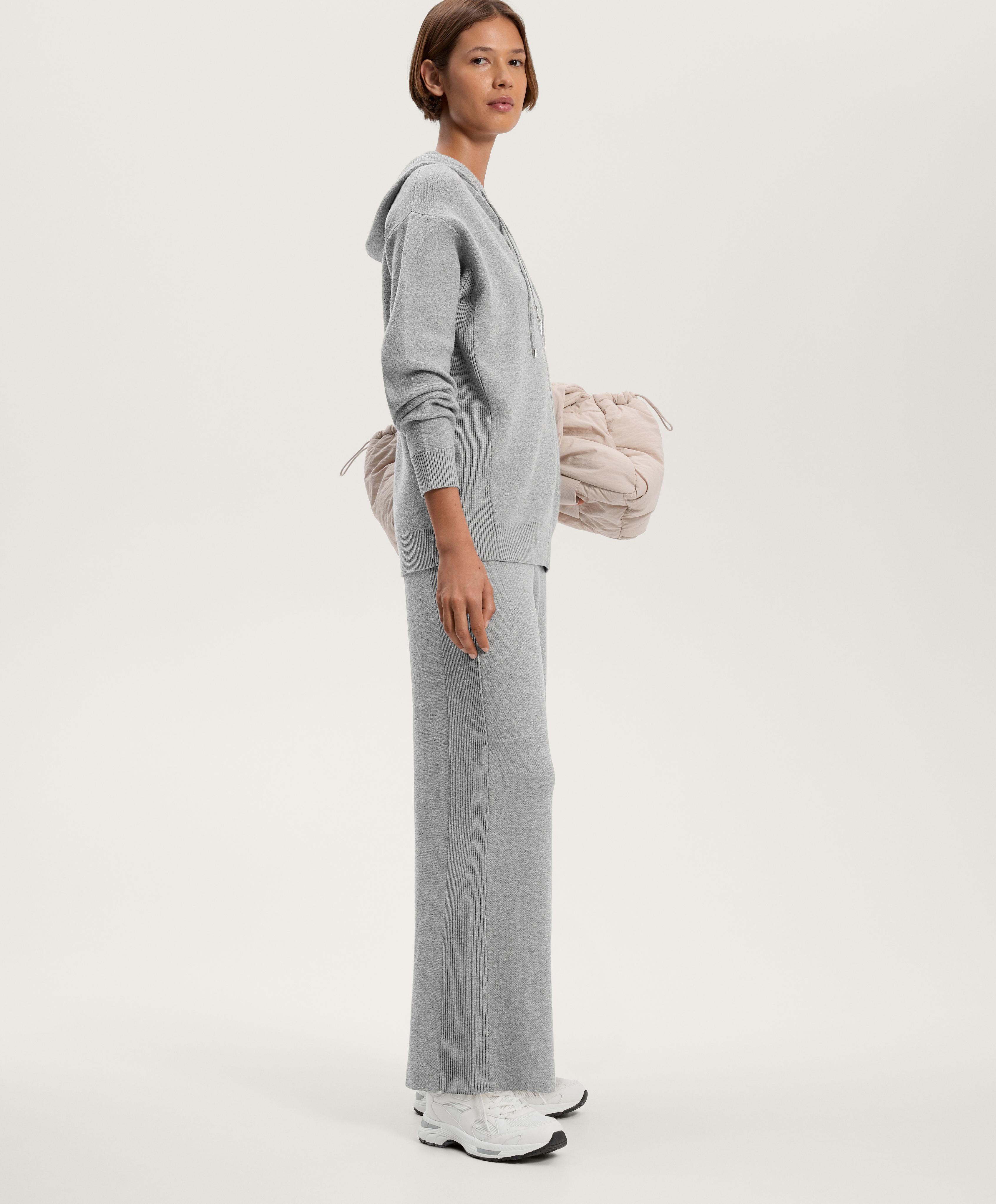 Straight-leg knit trousers with side rib