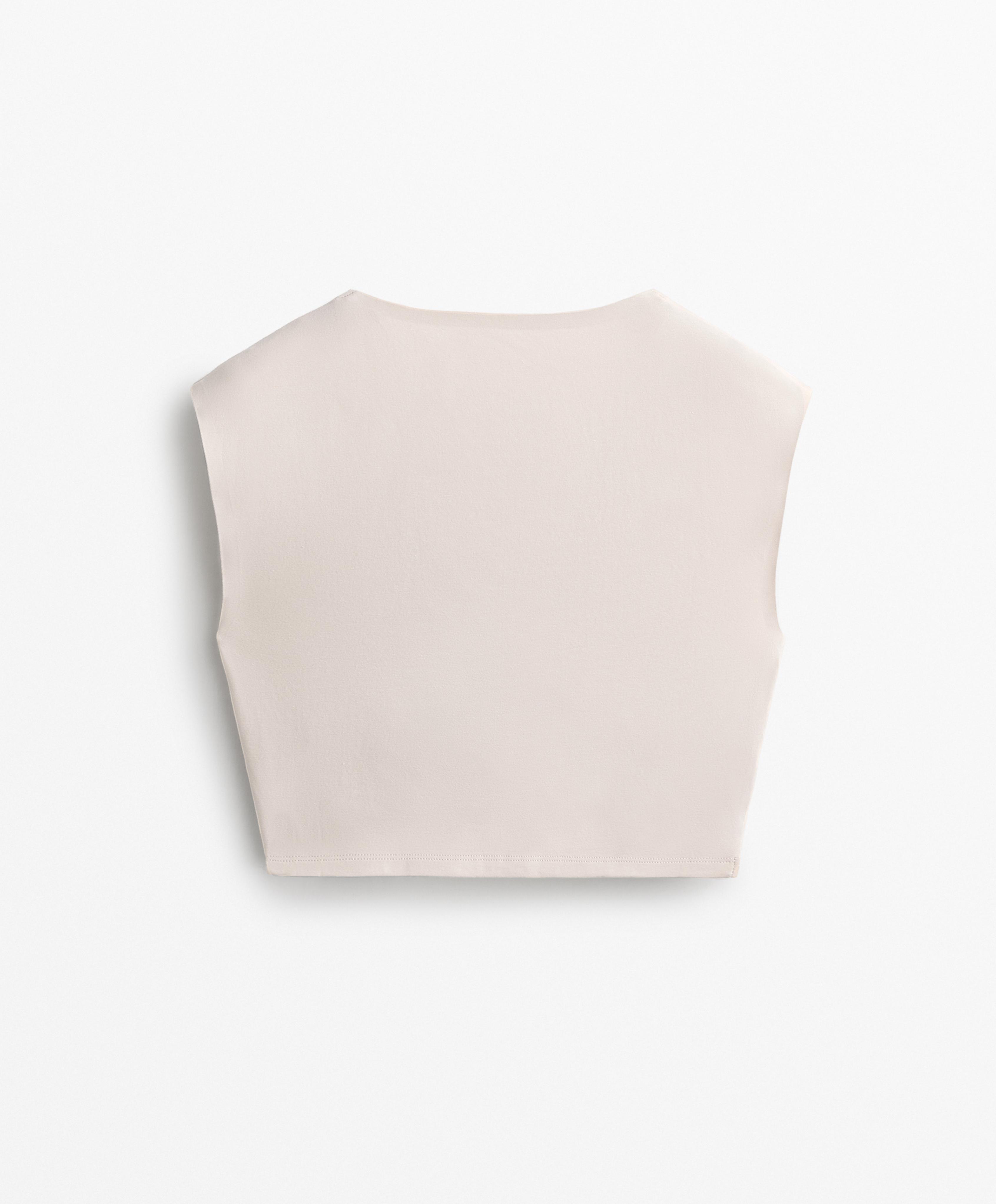 Cotton blend crossover crop T-shirt