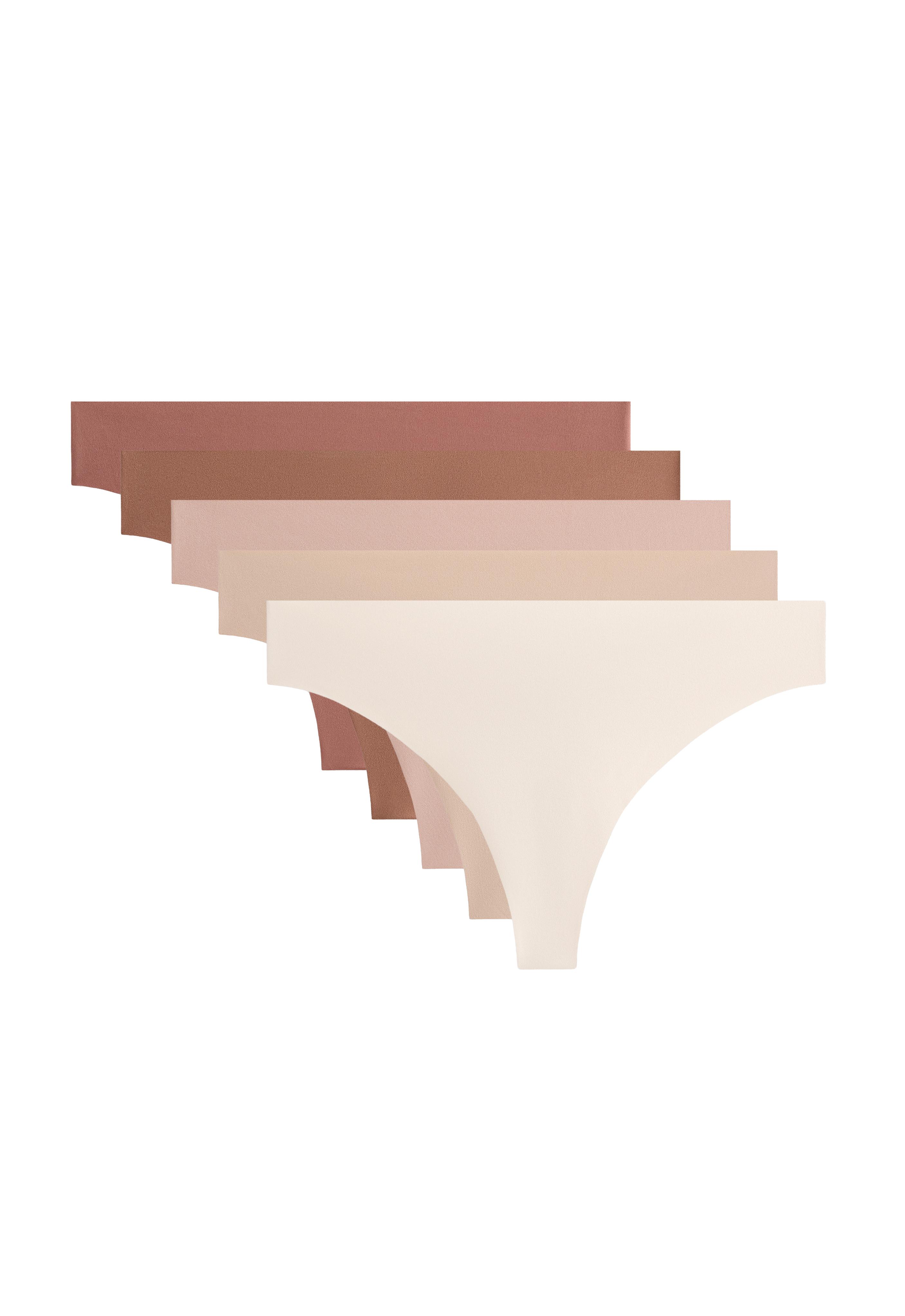 5 invisible polyamide blend PANTONE™ thongs — BEIGE